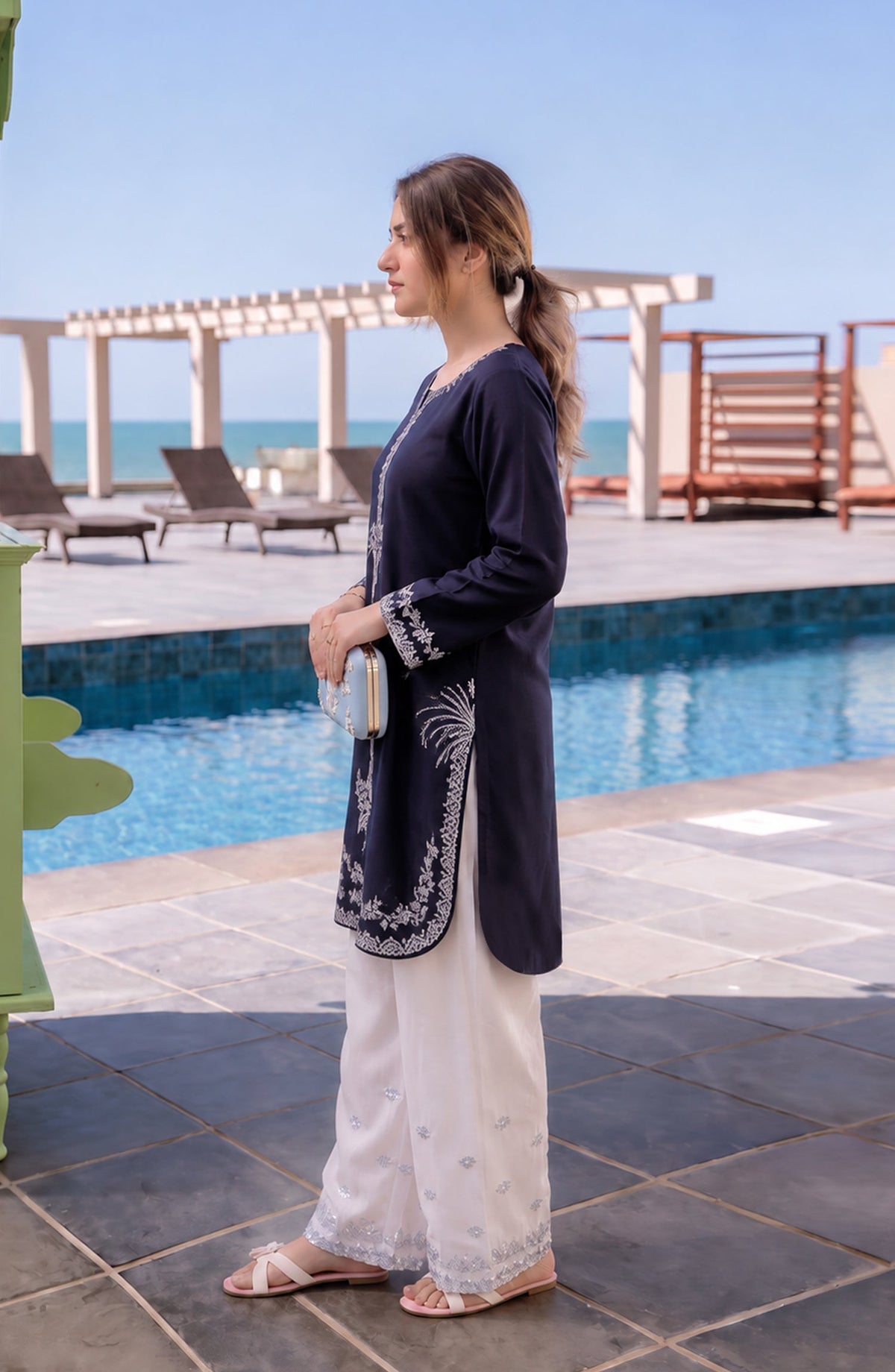 Amna Khadija Embroidered Viscose Linen Stitched 2 Piece Co-ord Set - AKPS-02 - AM26SLY - Black - Winter Collection