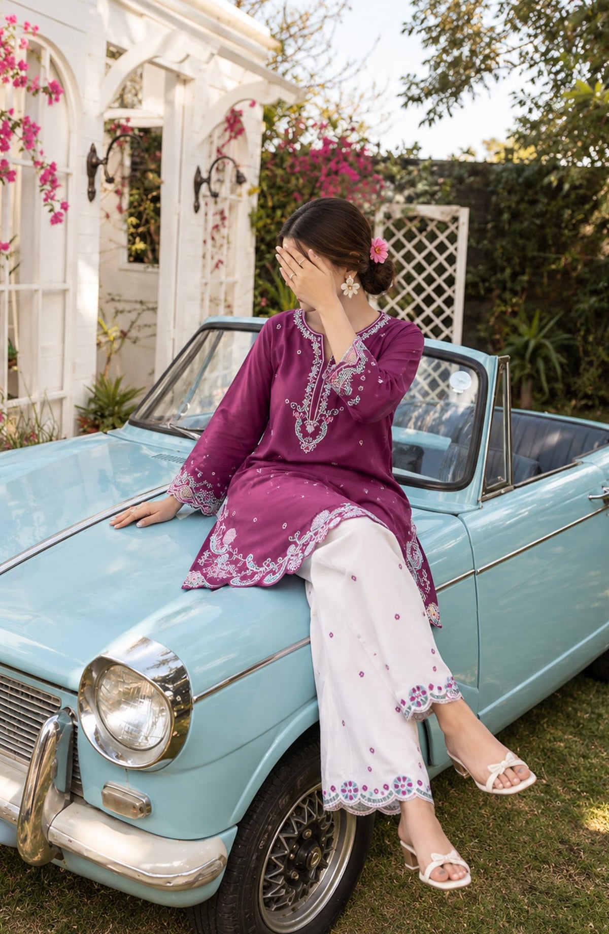 Amna Khadija Embroidered Viscose Linen Stitched 2 Piece Co-ord Set - AKPS-06 - AM26SLY - Purple - Winter Collection