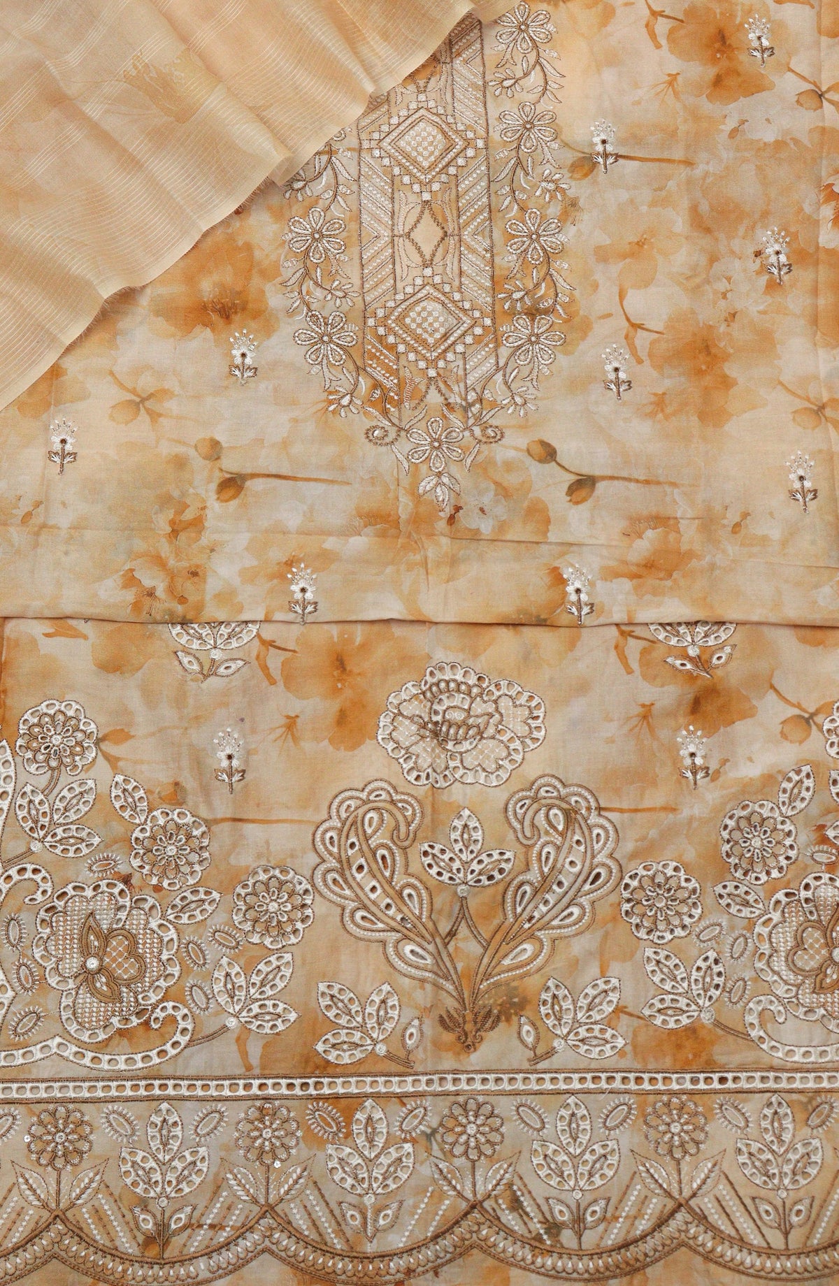Amna Khadija Fancy Embroidered Lawn Unstitched 3 Piece Suit - D-10 - AM26EGHT - Rust - Summer Collection