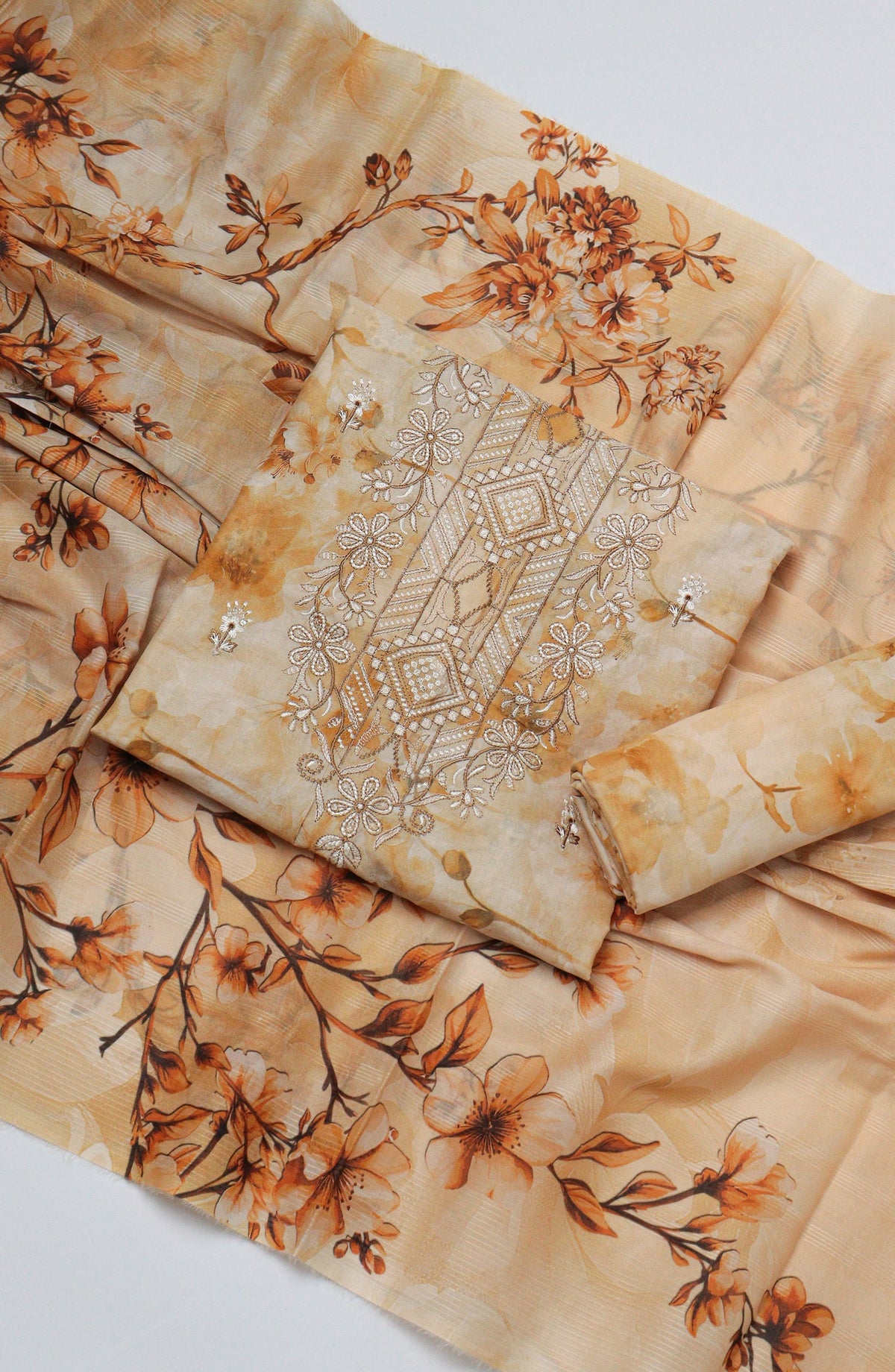 Amna Khadija Fancy Embroidered Lawn Unstitched 3 Piece Suit - D-10 - AM26EGHT - Rust - Summer Collection