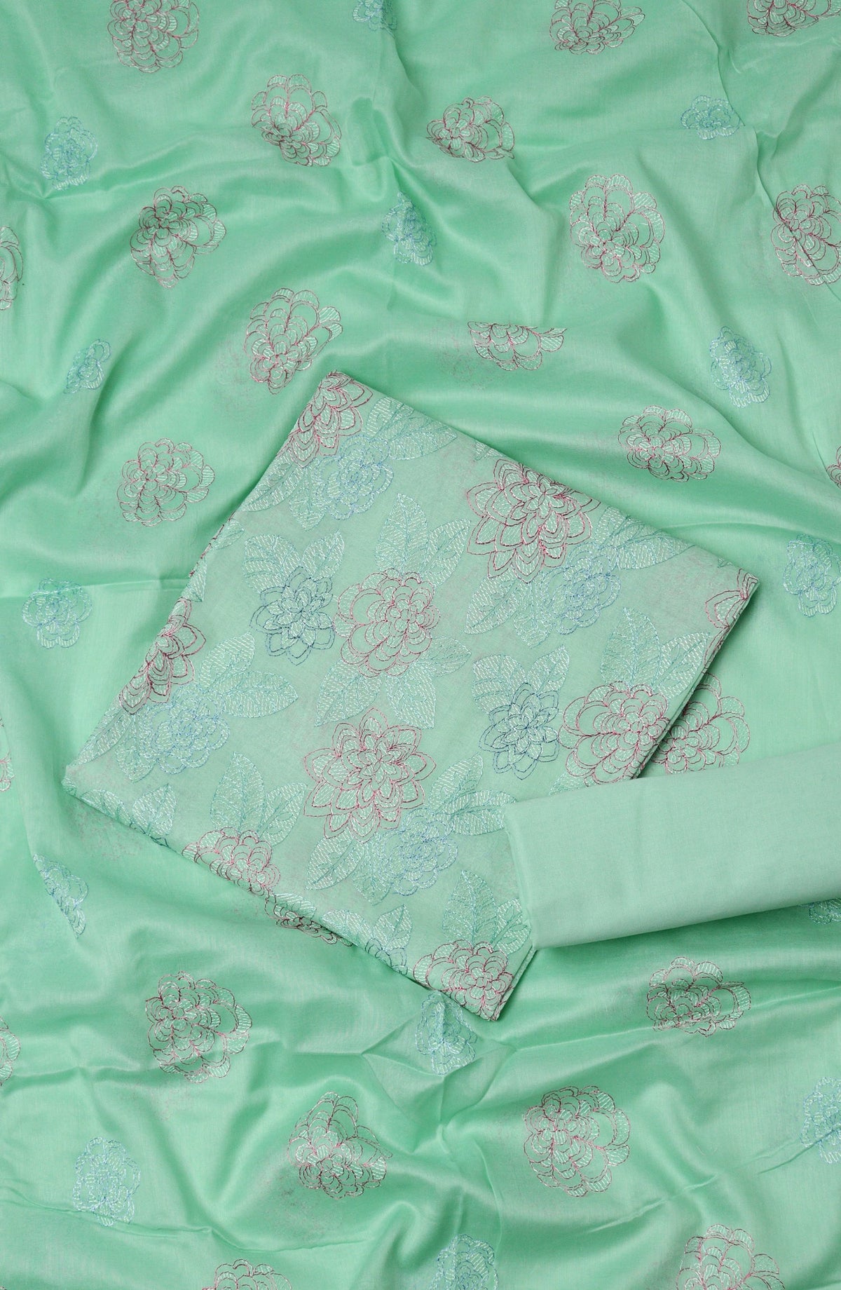 Amna Khadija Fancy Embroidered Lawn Unstitched 3 Piece Suit - D-07 - AM26FOU - Sea Green - Festive Collection