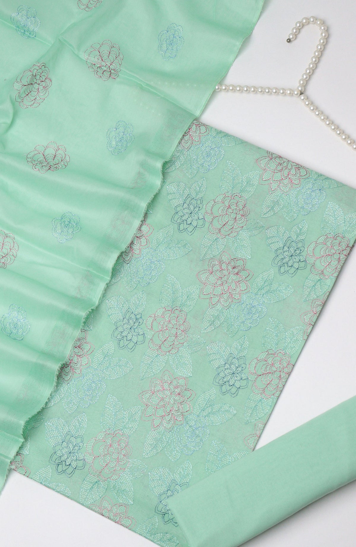 Amna Khadija Fancy Embroidered Lawn Unstitched 3 Piece Suit - D-07 - AM26FOU - Sea Green - Festive Collection