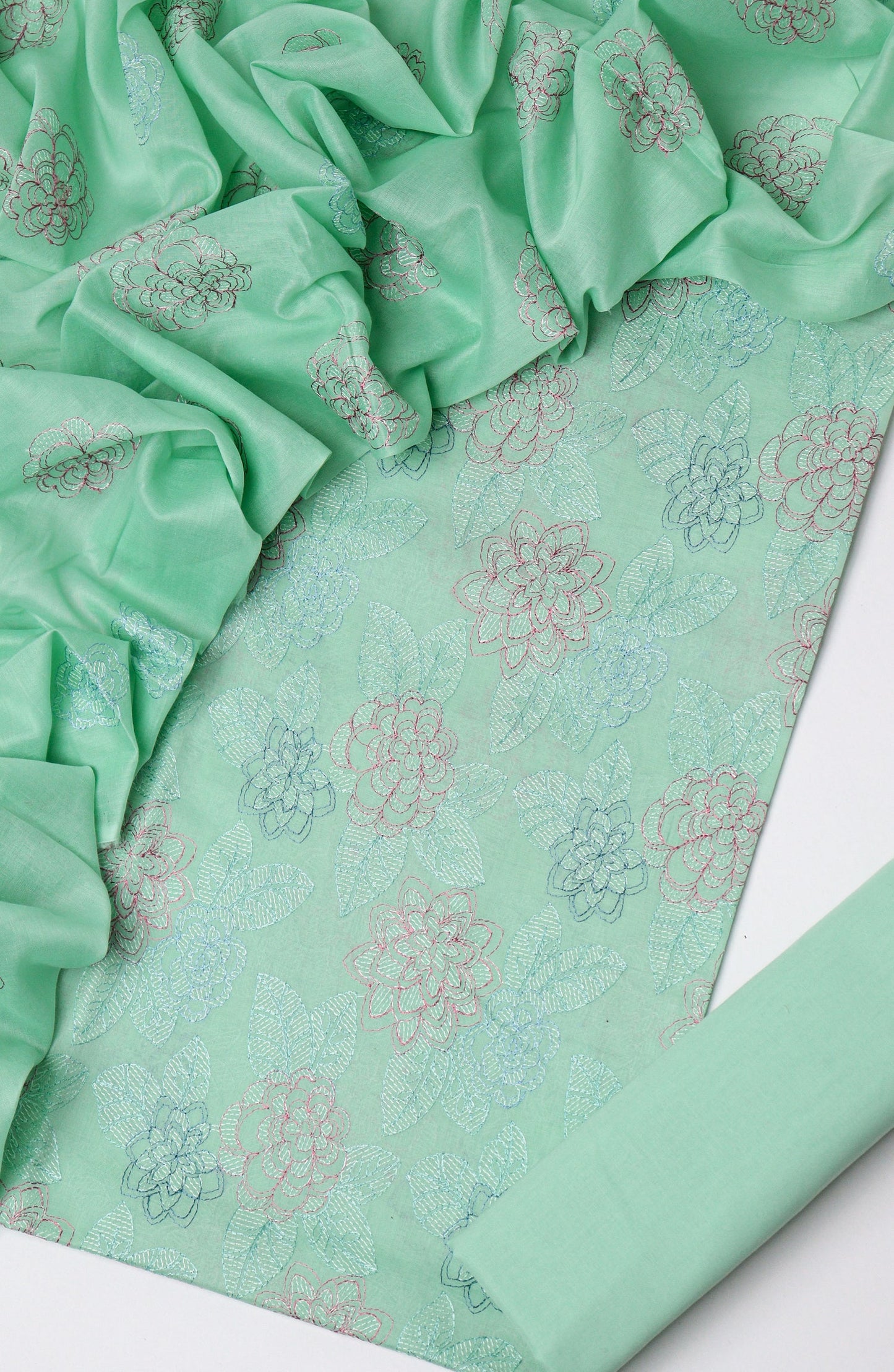 Amna Khadija Fancy Embroidered Lawn Unstitched 3 Piece Suit - D-07 - AM26FOU - Sea Green - Festive Collection