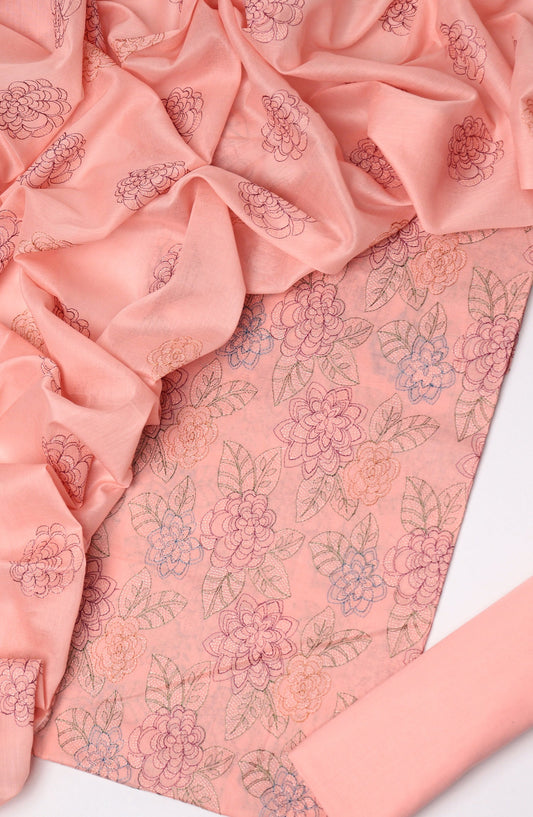 Amna Khadija Fancy Embroidered Lawn Unstitched 3 Piece Suit - D-04 - AM26FOU - Pink - Festive Collection