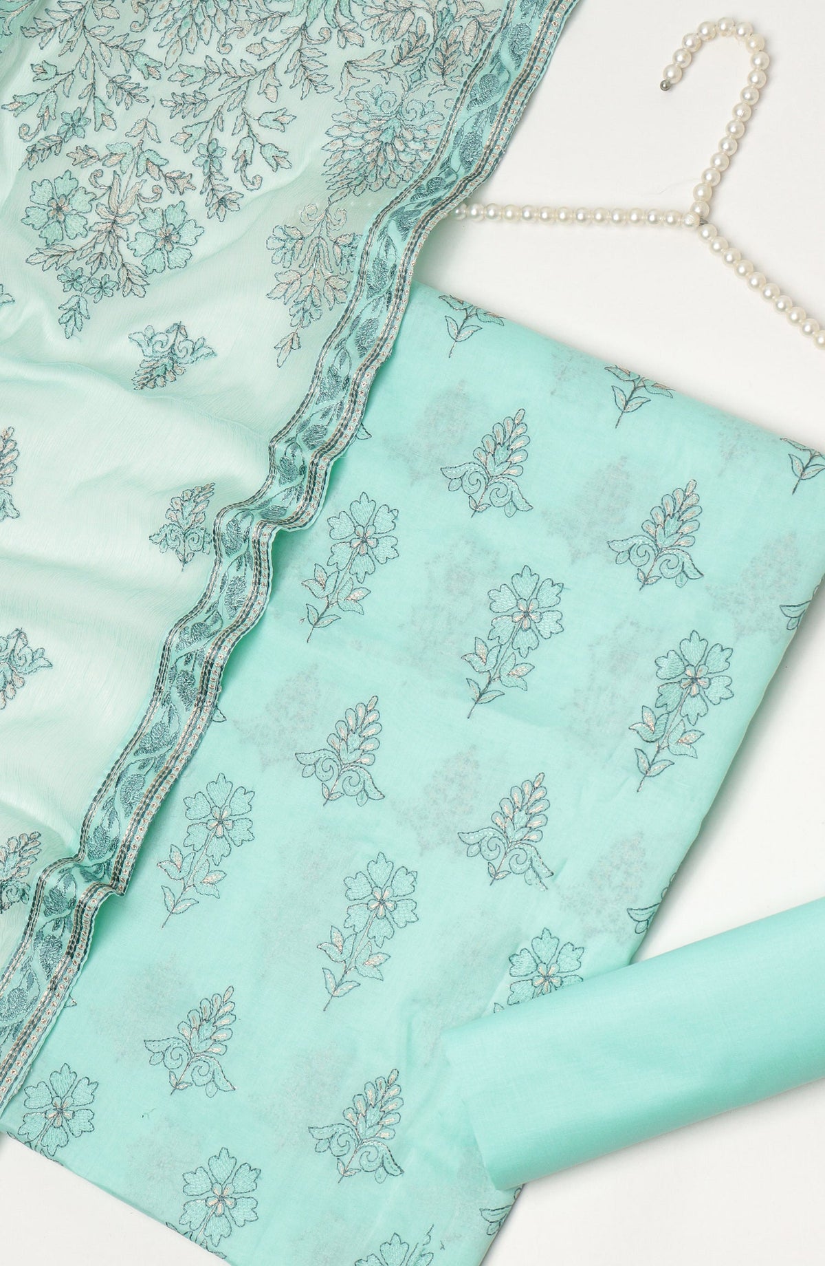 Amna Khadija Fancy Embroidered Lawn Unstitched 3 Piece Suit - D-02 - AM26LFV - Ferozi - Summer Collection