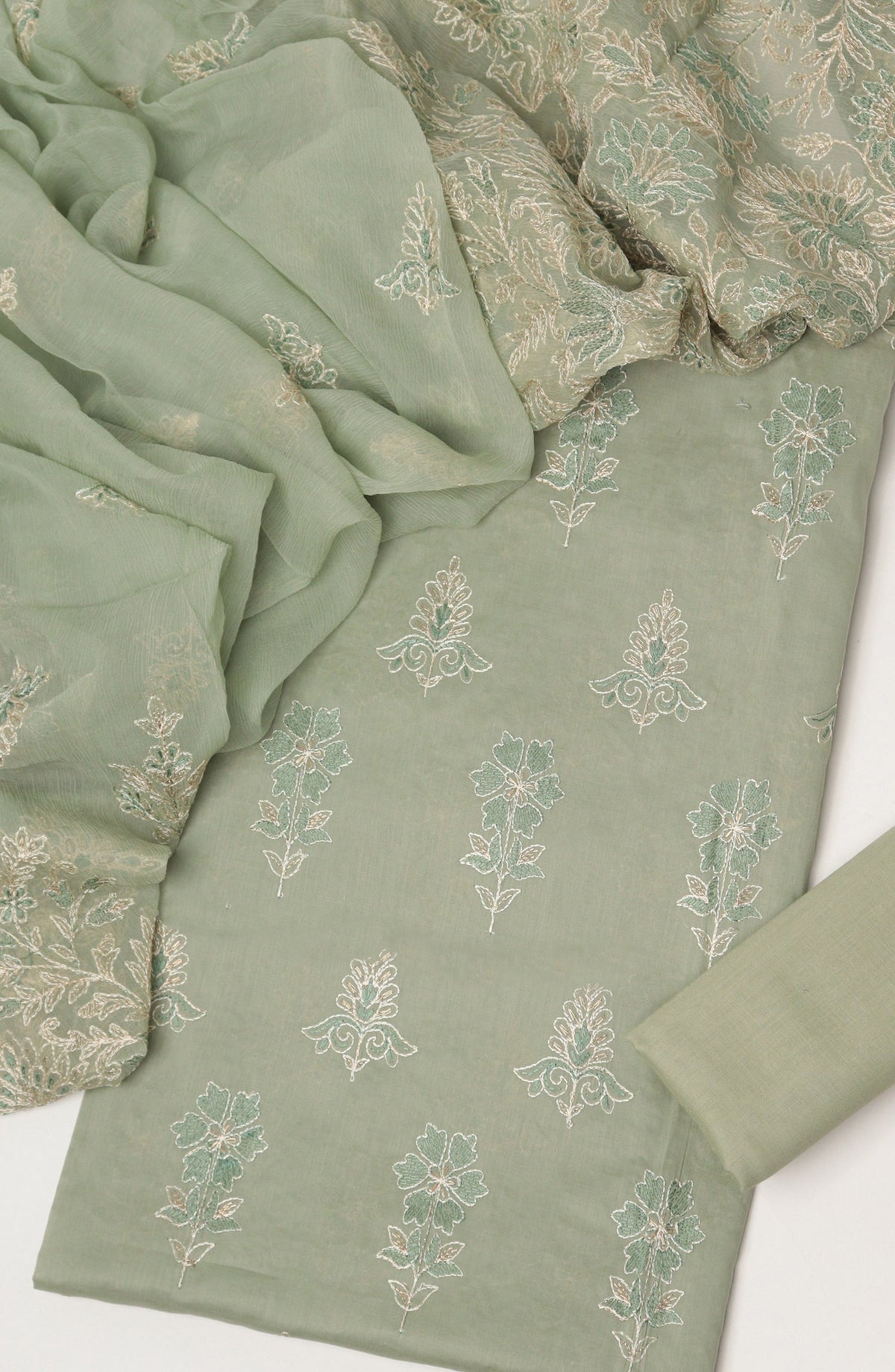 Amna Khadija Fancy Embroidered Lawn Unstitched 3 Piece Suit - D-01 - AM26LFV - Green - Summer Collection