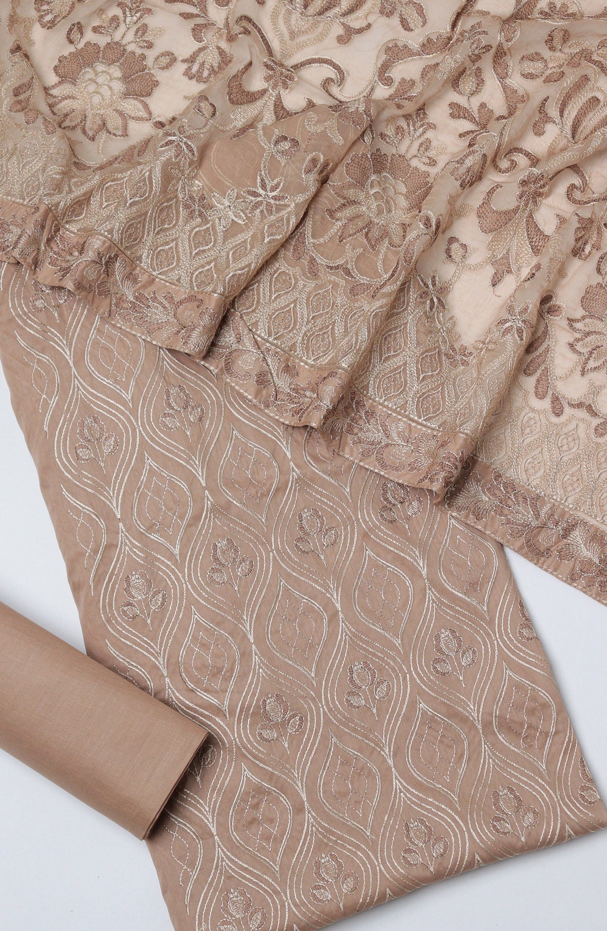Amna Khadija Fancy Embroidered Lawn Unstitched 3 Piece Suit - D-03 - AM26SVEN - Brown - Summer Collection