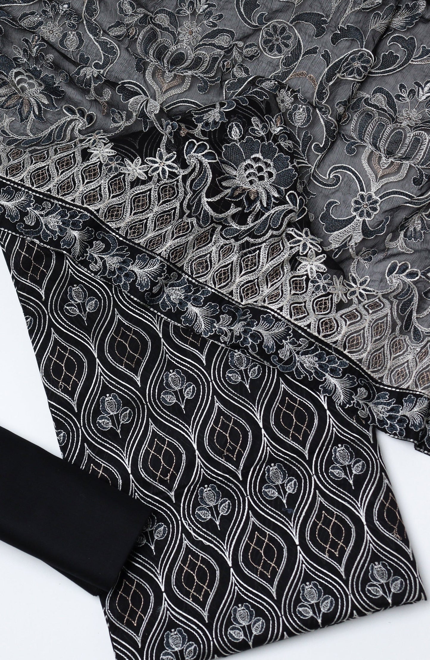 Amna Khadija Fancy Embroidered Lawn Unstitched 3 Piece Suit - D-02 - AM26SVEN - Black - Summer Collection