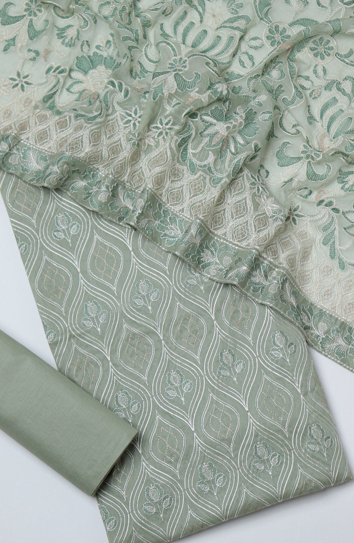 Amna Khadija Fancy Embroidered Lawn Unstitched 3 Piece Suit - D-01 - AM26SVEN - Green - Summer Collection