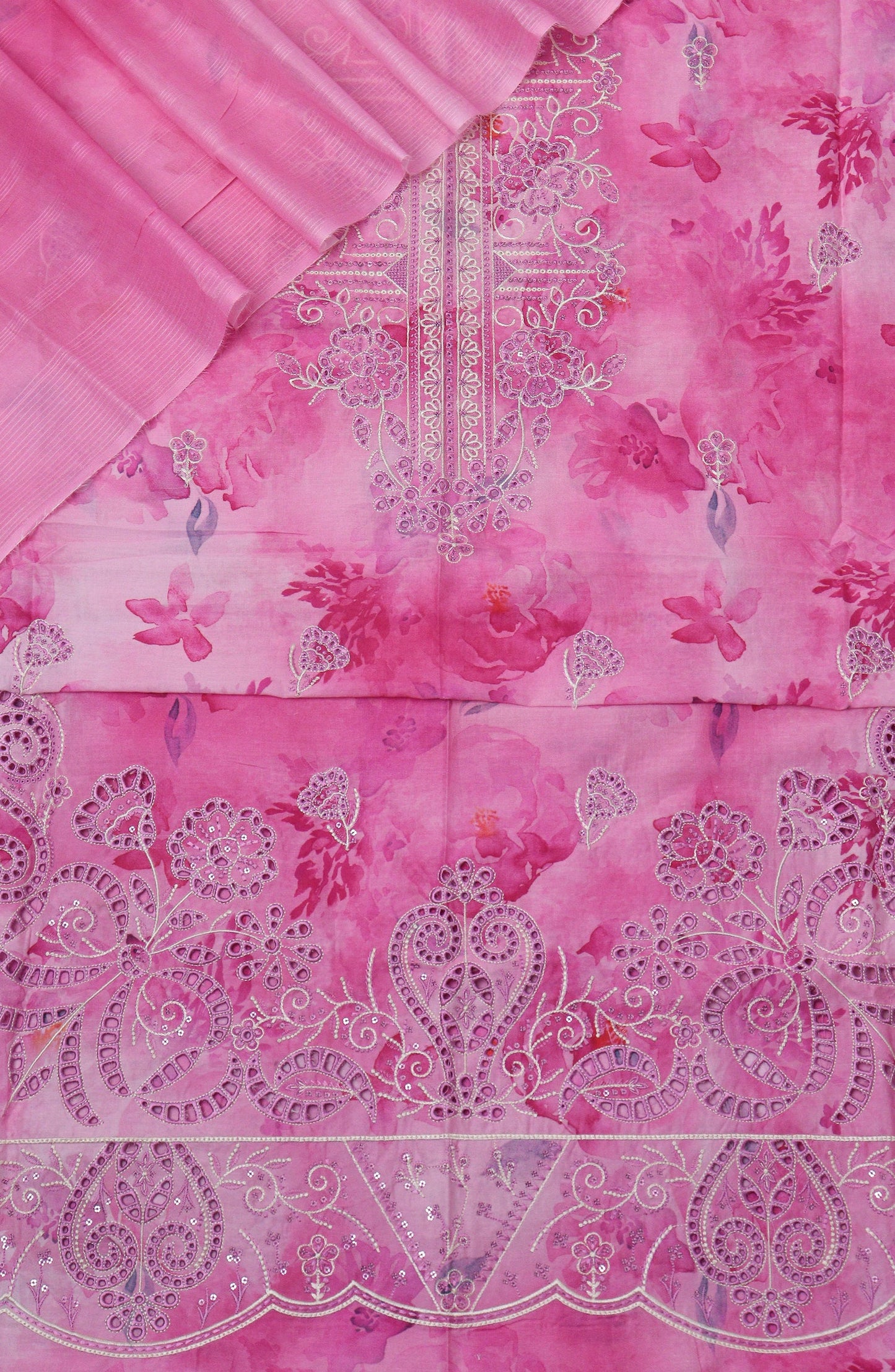 Amna Khadija Fancy Embroidered Lawn Unstitched 3 Piece Suit - D-09 - AM26EGHT - Pink - Summer Collection