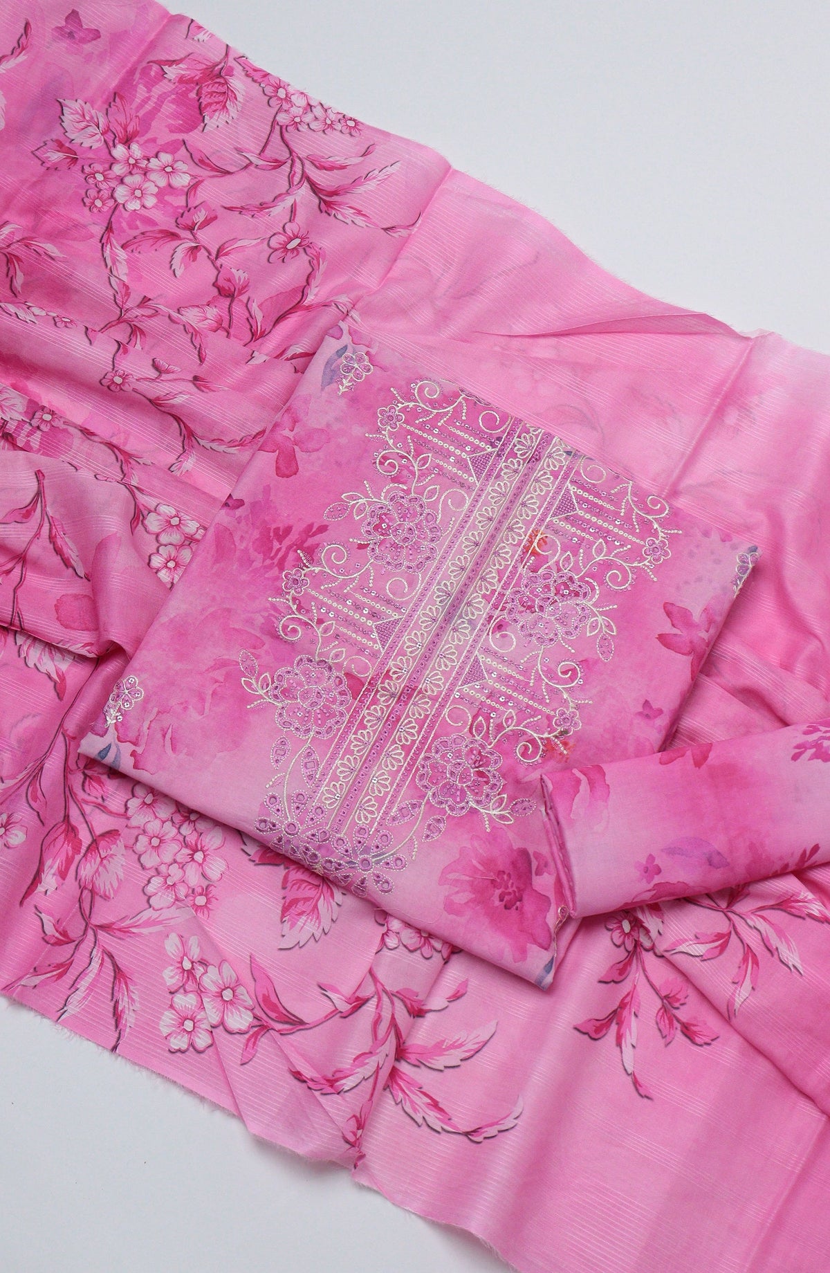 Amna Khadija Fancy Embroidered Lawn Unstitched 3 Piece Suit - D-09 - AM26EGHT - Pink - Summer Collection