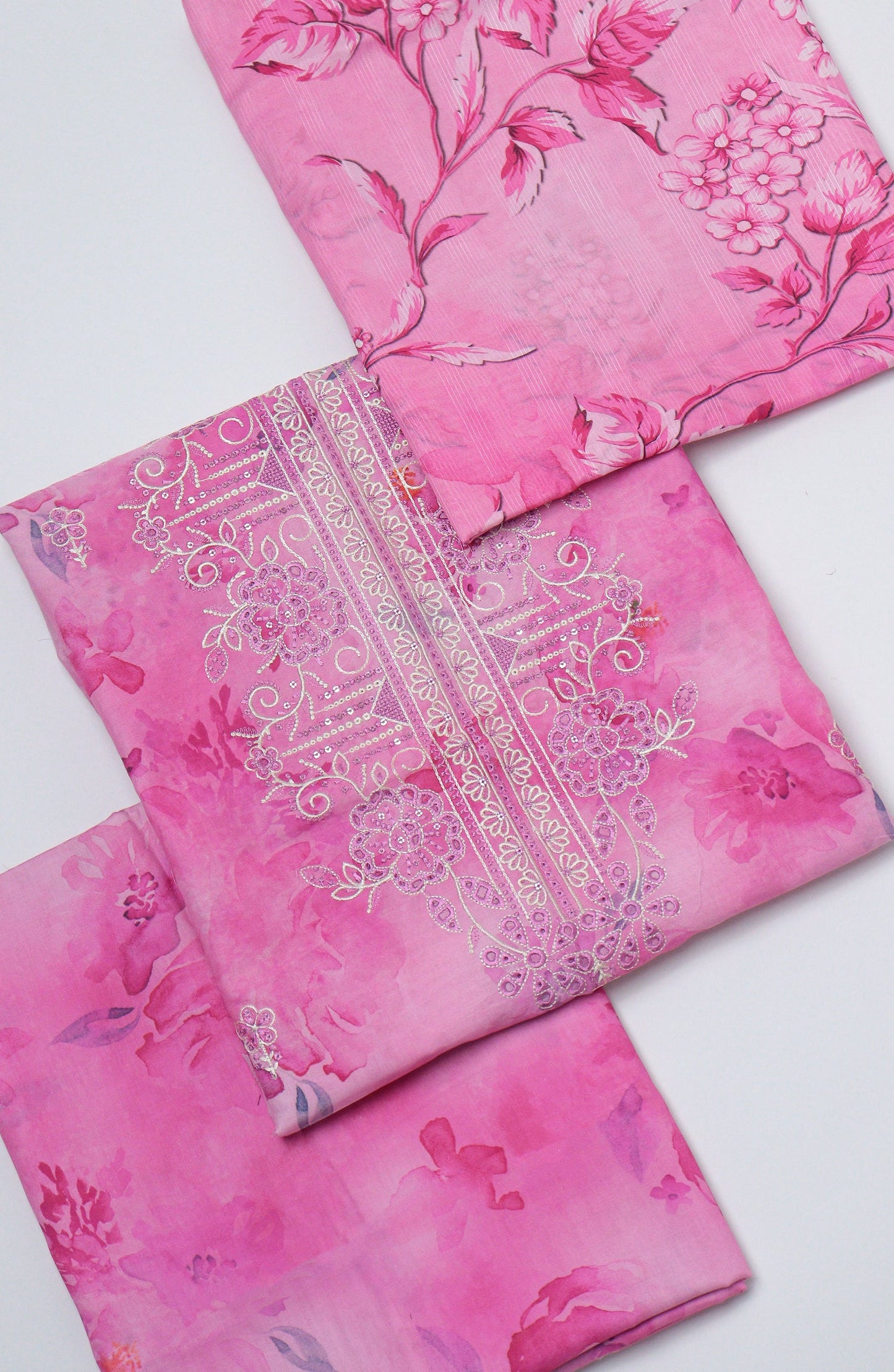 Amna Khadija Fancy Embroidered Lawn Unstitched 3 Piece Suit - D-09 - AM26EGHT - Pink - Summer Collection