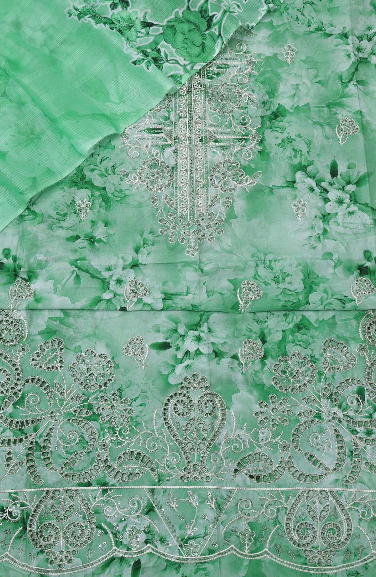 Amna Khadija Fancy Embroidered Lawn Unstitched 3 Piece Suit - D-06 - AM26EGHT - Green - Summer Collection
