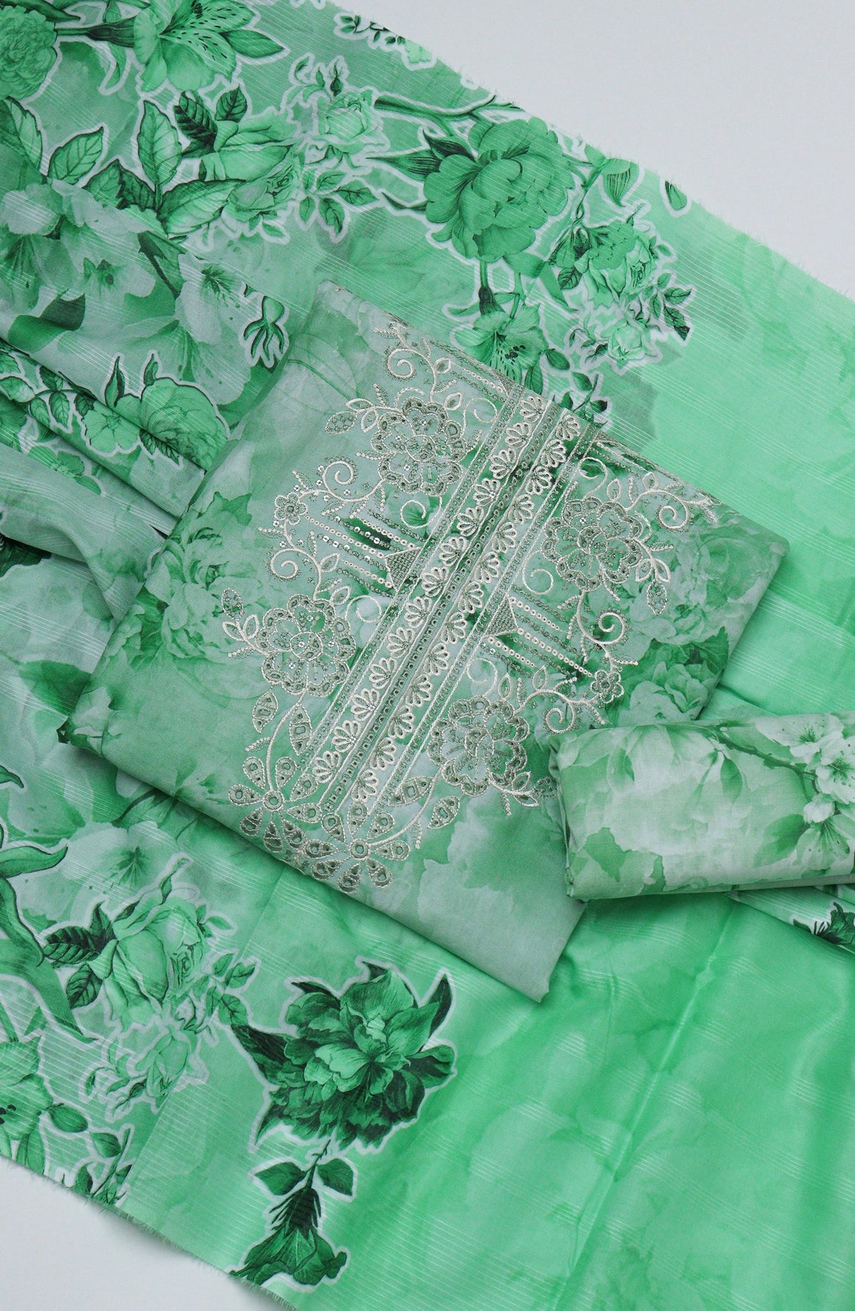 Amna Khadija Fancy Embroidered Lawn Unstitched 3 Piece Suit - D-06 - AM26EGHT - Green - Summer Collection