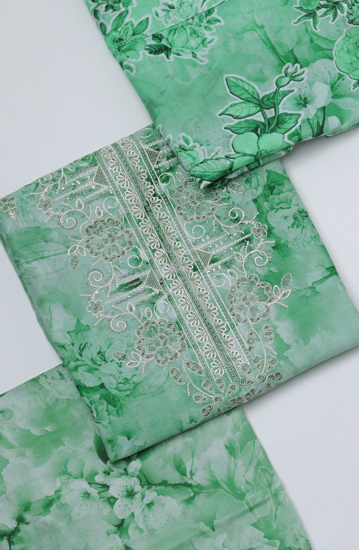 Amna Khadija Fancy Embroidered Lawn Unstitched 3 Piece Suit - D-06 - AM26EGHT - Green - Summer Collection
