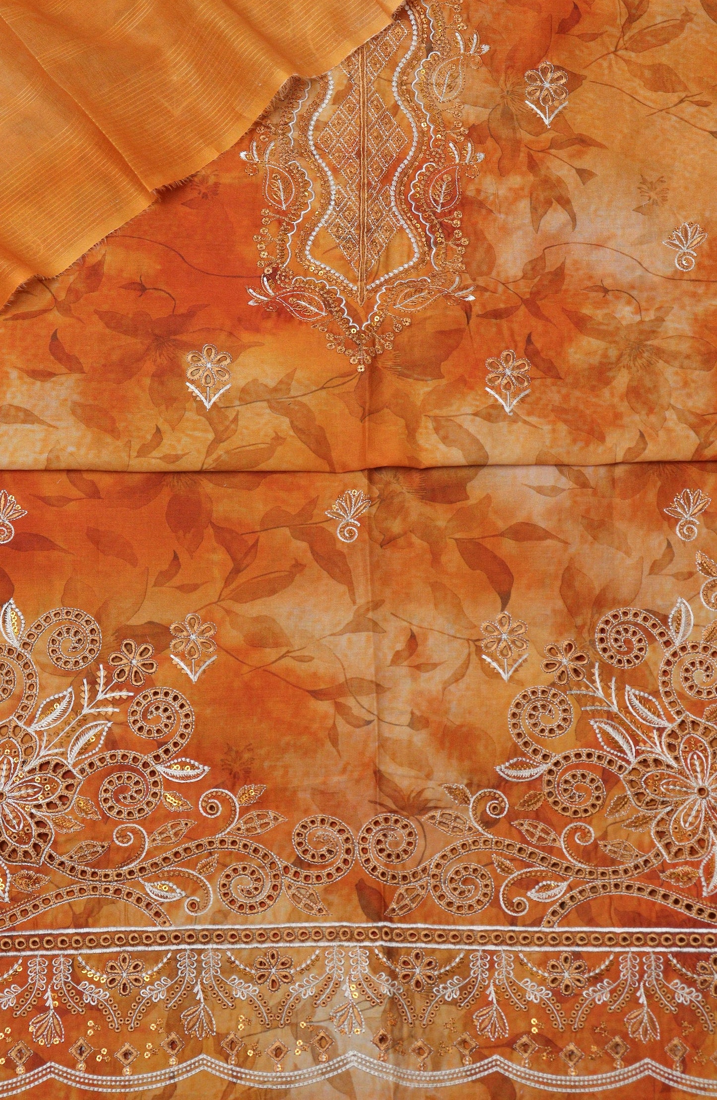Amna Khadija Fancy Embroidered Lawn Unstitched 3 Piece Suit - D-05 - AM26EGHT - Orange - Summer Collection