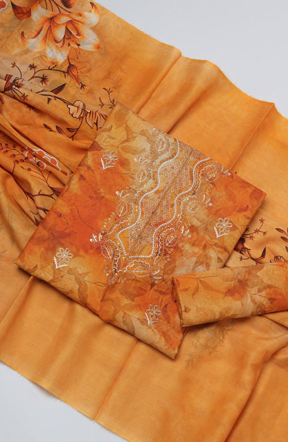 Amna Khadija Fancy Embroidered Lawn Unstitched 3 Piece Suit - D-05 - AM26EGHT - Orange - Summer Collection