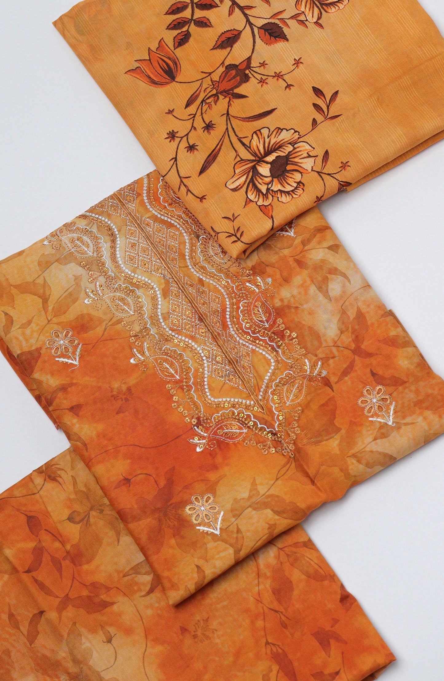 Amna Khadija Fancy Embroidered Lawn Unstitched 3 Piece Suit - D-05 - AM26EGHT - Orange - Summer Collection