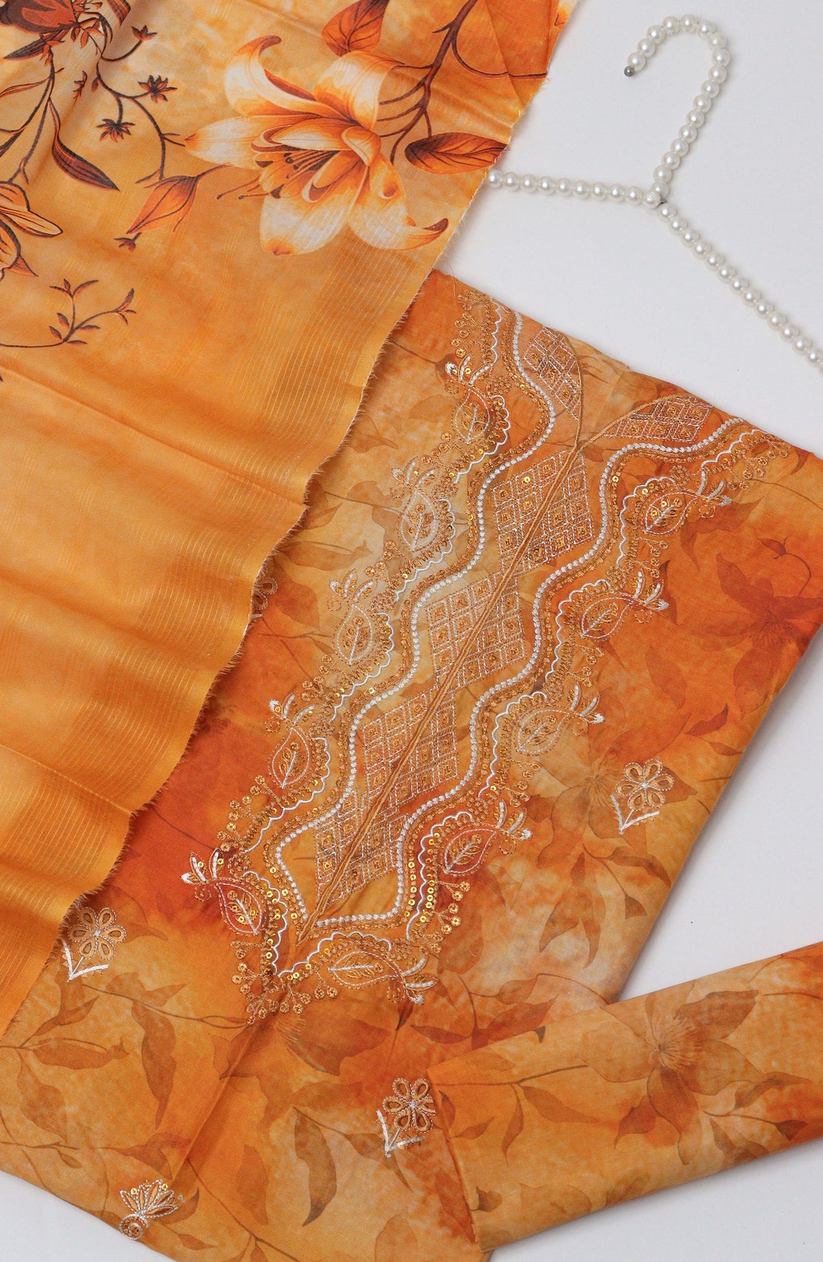 Amna Khadija Fancy Embroidered Lawn Unstitched 3 Piece Suit - D-05 - AM26EGHT - Orange - Summer Collection