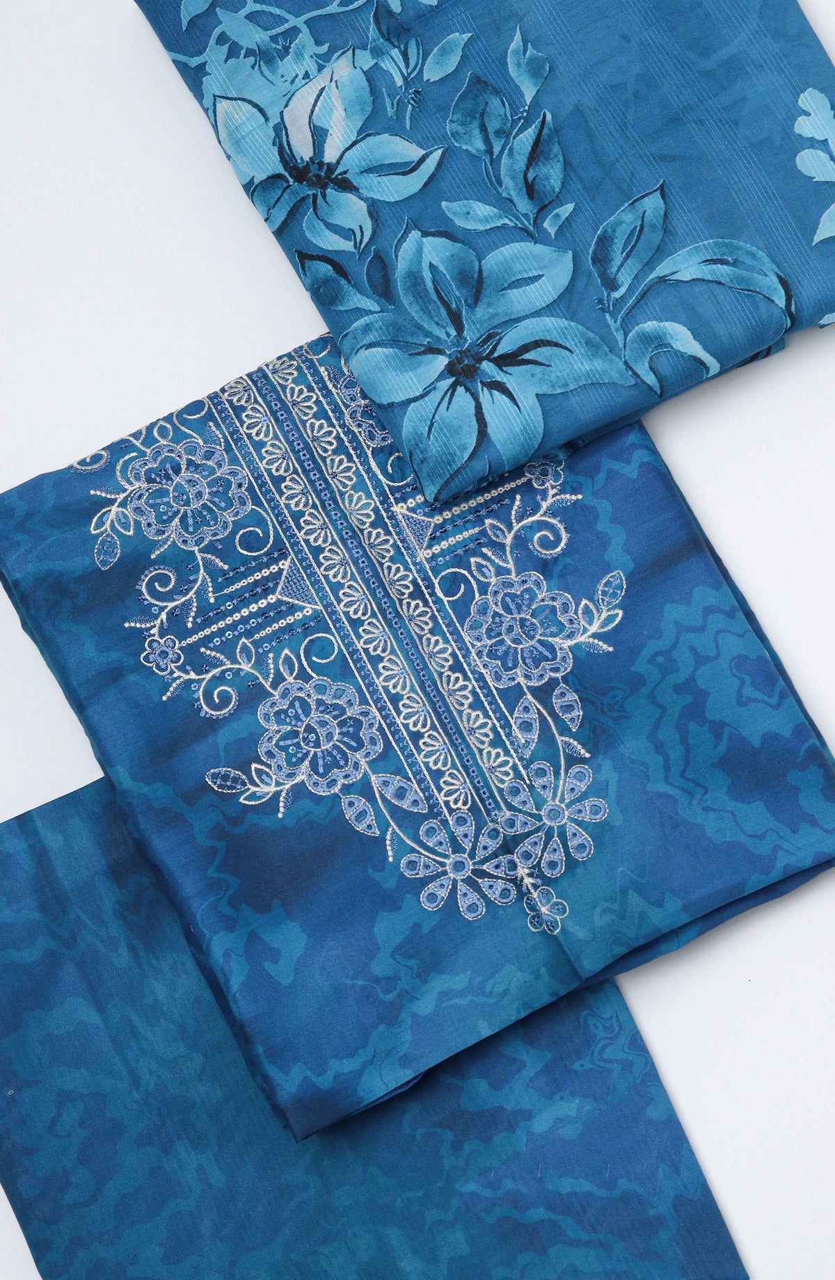 Amna Khadija Fancy Embroidered Lawn Unstitched 3 Piece Suit - D-01 - AM26EGHT - Blue - Summer Collection