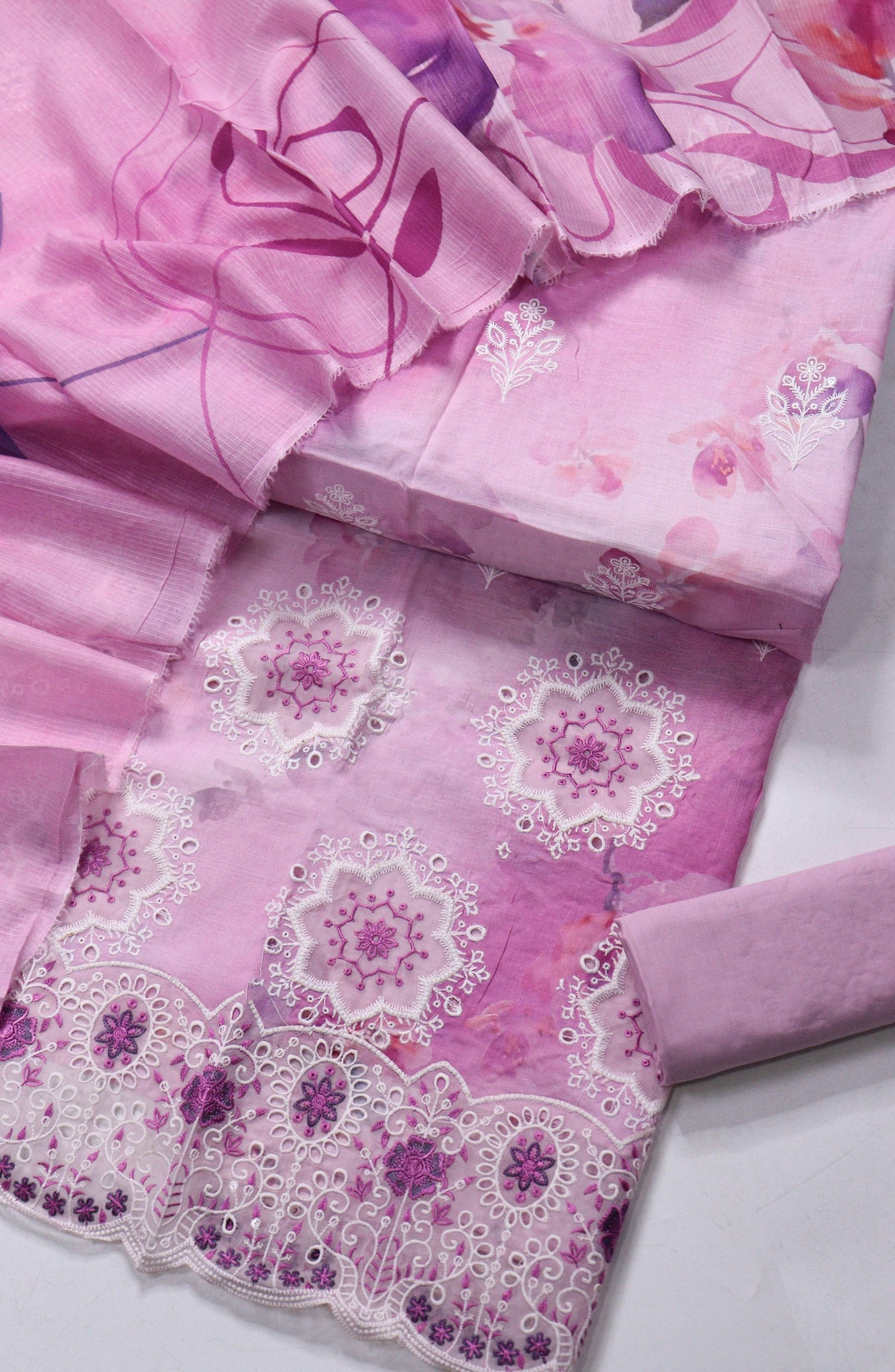 Amna Khadija Fancy Embroidered Lawn Unstitched 3 Piece Suit - EFU-08 - AM26FNC - Pink - Summer Collection