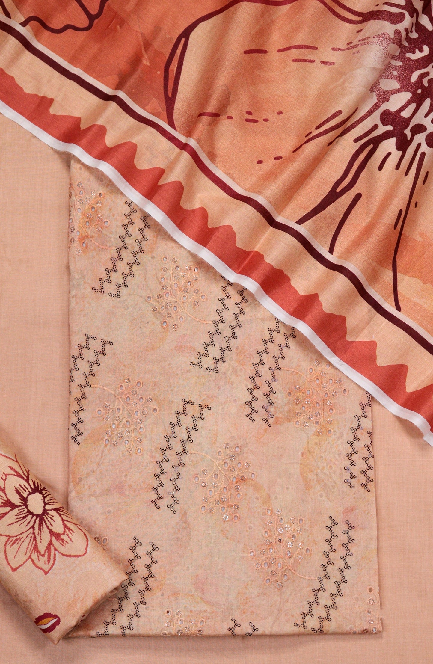 Amna Khadija Embroidered Lawn Unstitched 3 Piece Suit - Design-10 - AM26FNC - Orange - Summer Collection