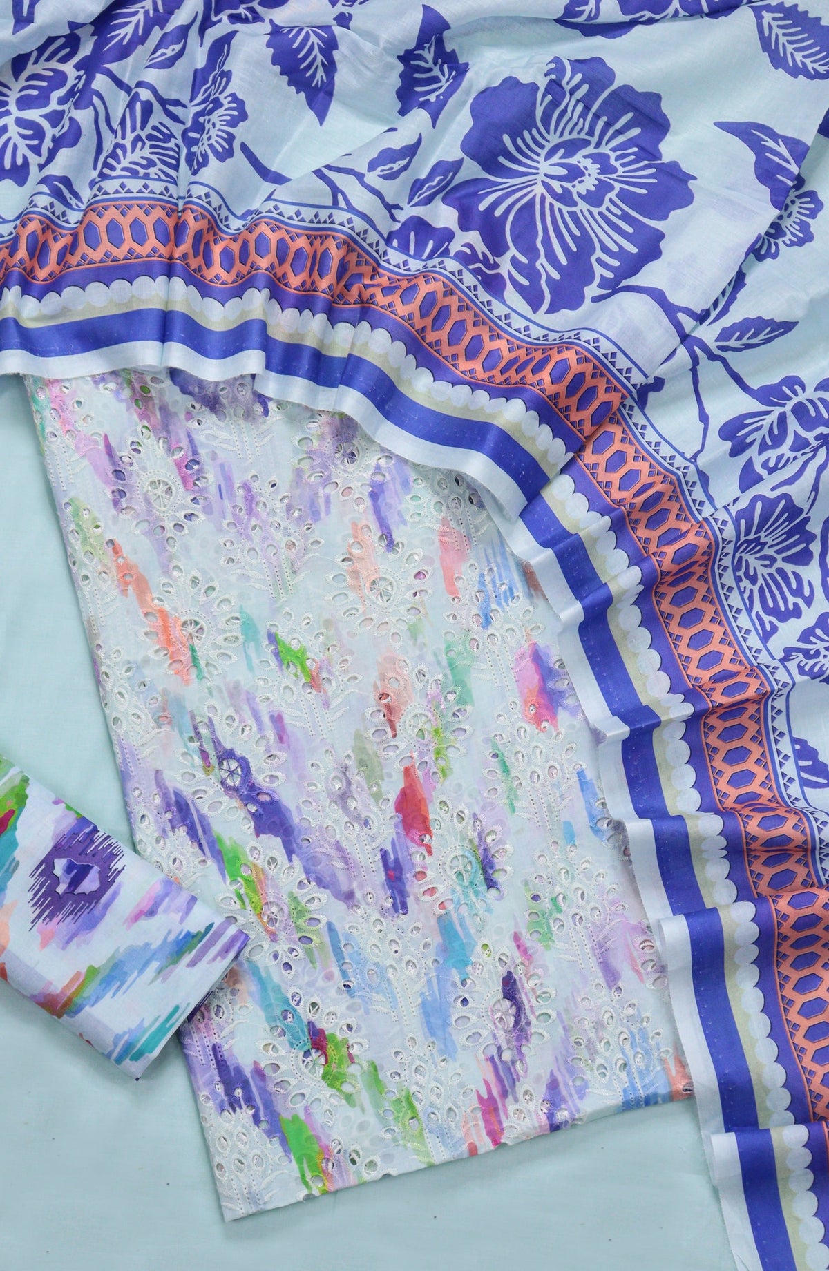 Amna Khadija Fancy Embroidered Lawn Unstitched 3 Piece Suit - D-10 - AM26FNC - Blue - Summer Collection