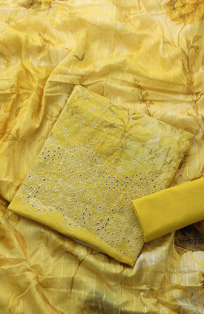 Amna Khadija Fancy Embroidered Lawn Unstitched 3 Piece Suit - DRC-10 - AM26FNC - Yellow - Summer Collection