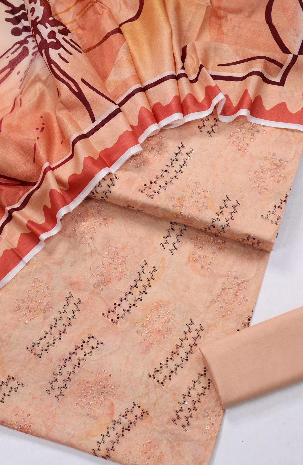 Amna Khadija Embroidered Lawn Unstitched 3 Piece Suit - Design-10 - AM26FNC - Orange - Summer Collection