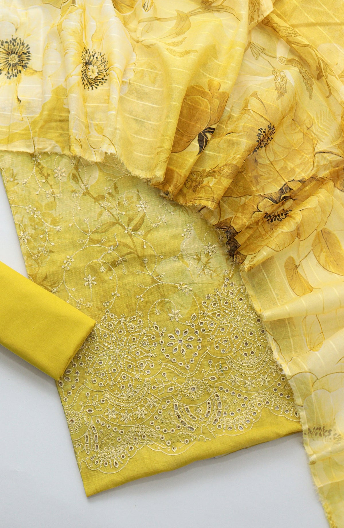 Amna Khadija Fancy Embroidered Lawn Unstitched 3 Piece Suit - DRC-10 - AM26FNC - Yellow - Summer Collection