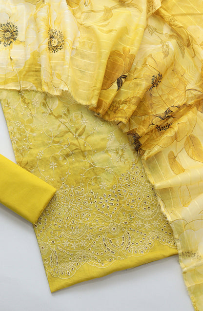 Amna Khadija Fancy Embroidered Lawn Unstitched 3 Piece Suit - DRC-10 - AM26FNC - Yellow - Summer Collection