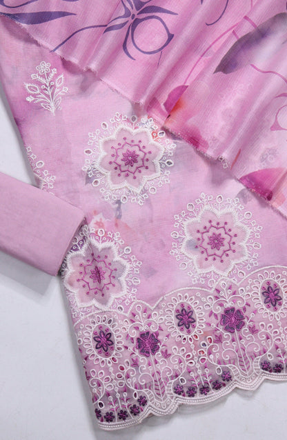 Amna Khadija Fancy Embroidered Lawn Unstitched 3 Piece Suit - EFU-08 - AM26FNC - Pink - Summer Collection