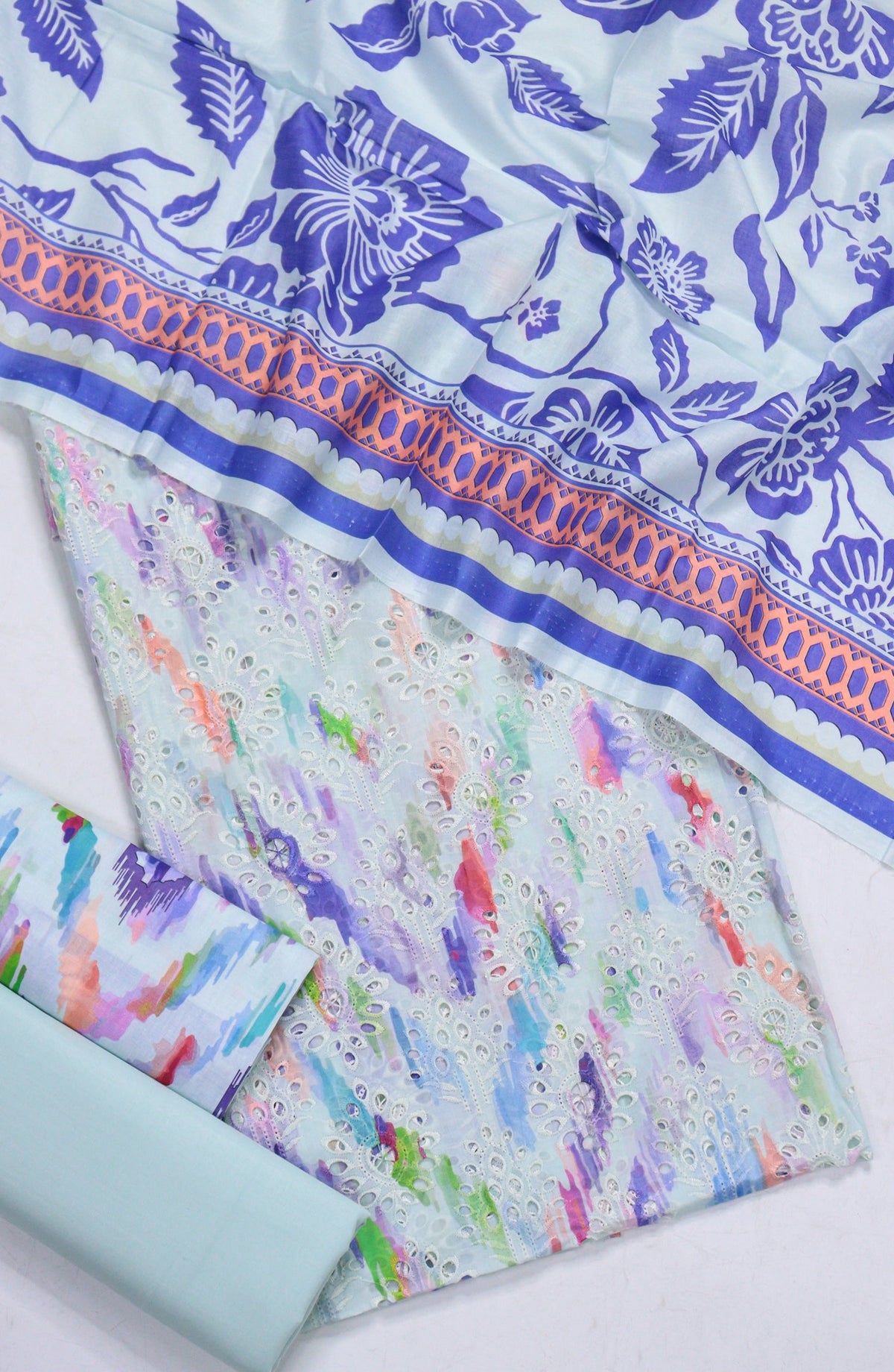 Amna Khadija Fancy Embroidered Lawn Unstitched 3 Piece Suit - D-10 - AM26FNC - Blue - Summer Collection