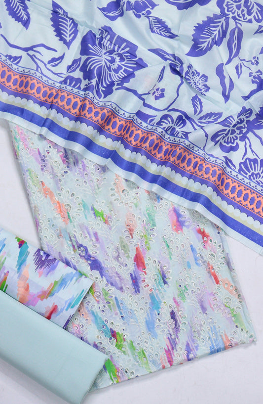 Amna Khadija Fancy Embroidered Lawn Unstitched 3 Piece Suit - D-10 - AM26FNC - Blue - Summer Collection