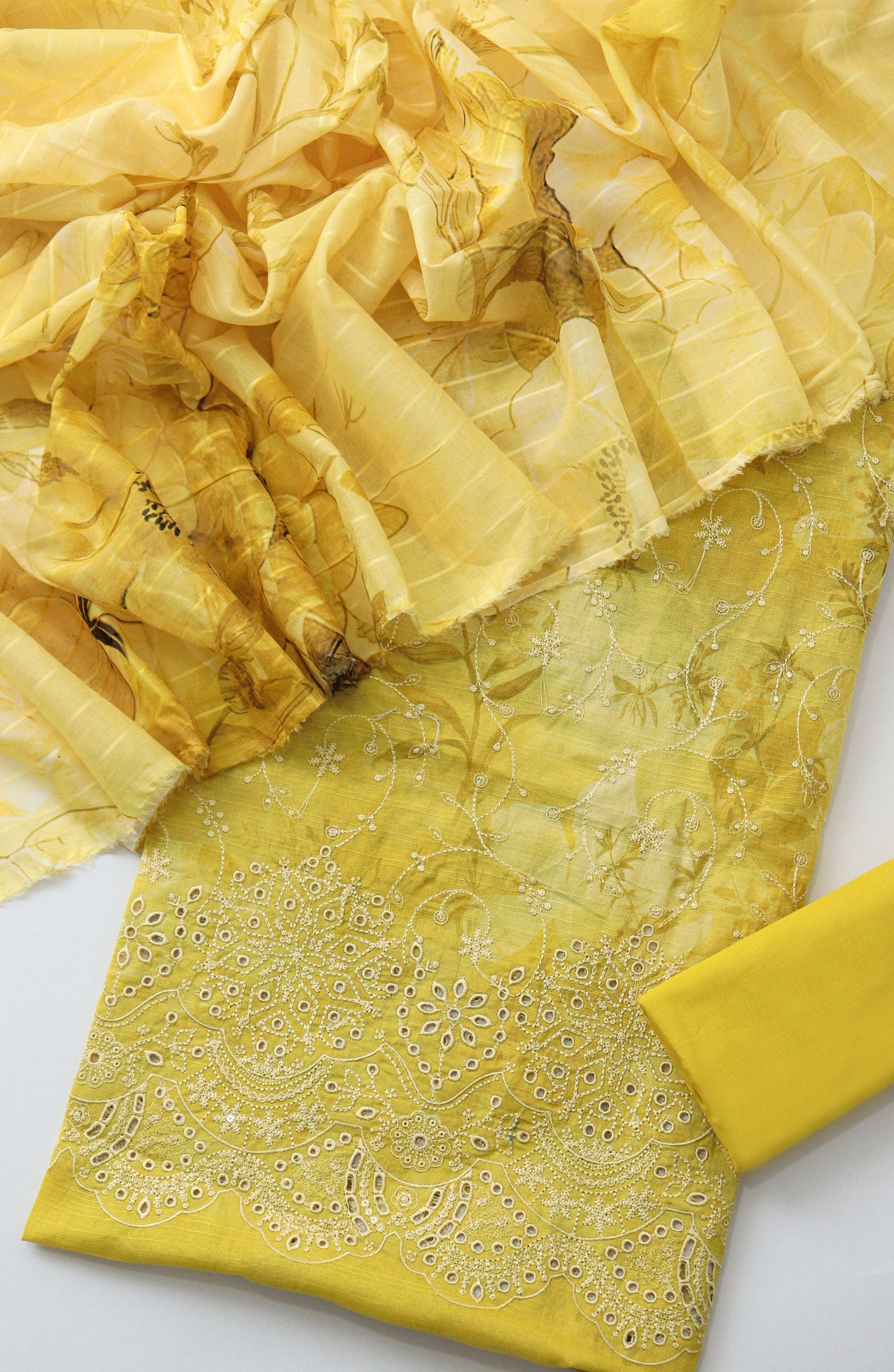 Amna Khadija Fancy Embroidered Lawn Unstitched 3 Piece Suit - DRC-10 - AM26FNC - Yellow - Summer Collection