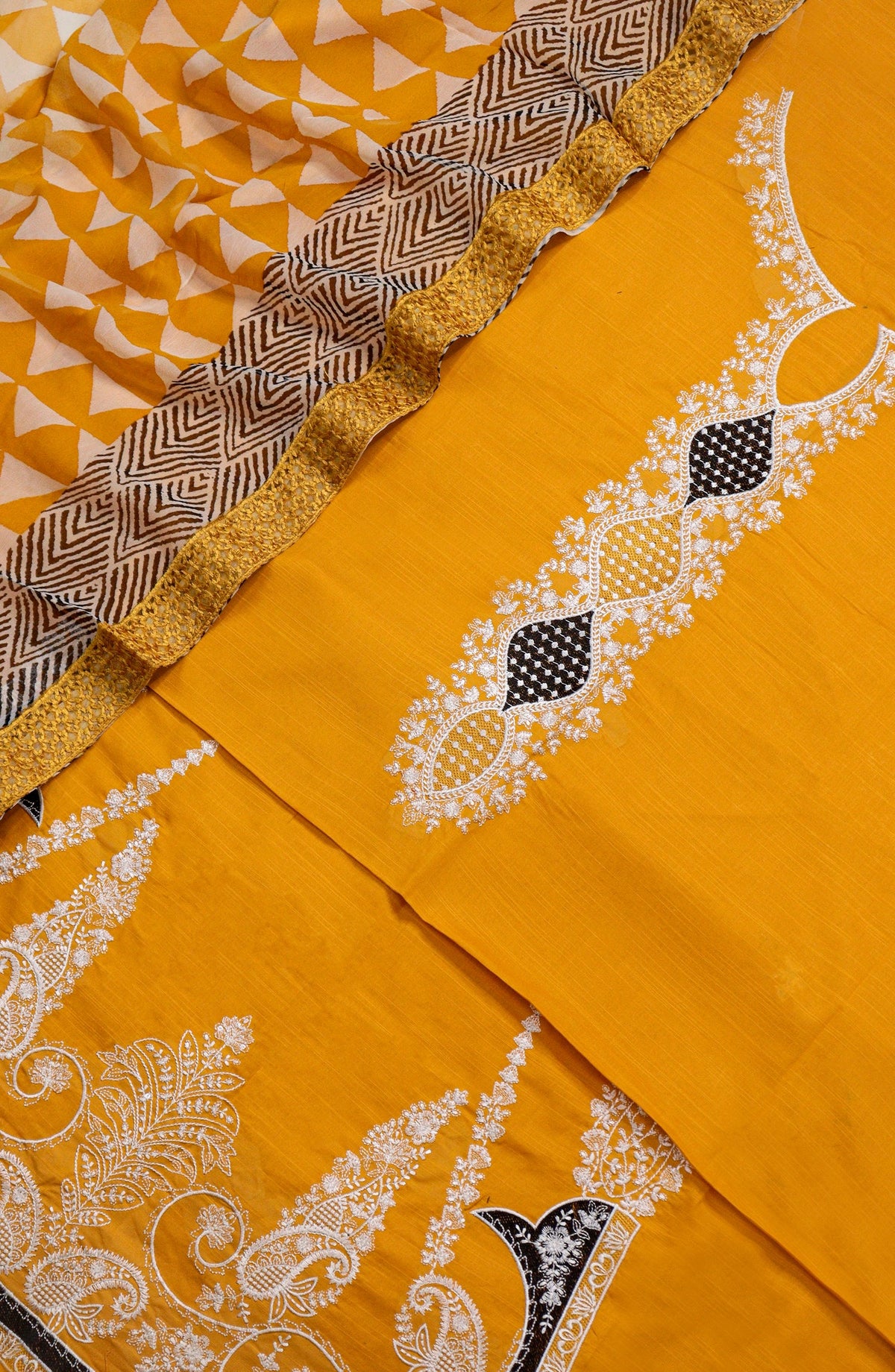 Amna Khadija Fancy Embroidered Lawn Unstitched 3 Piece Suit - D-04 - AM26FNC - Yellow - Summer Collection