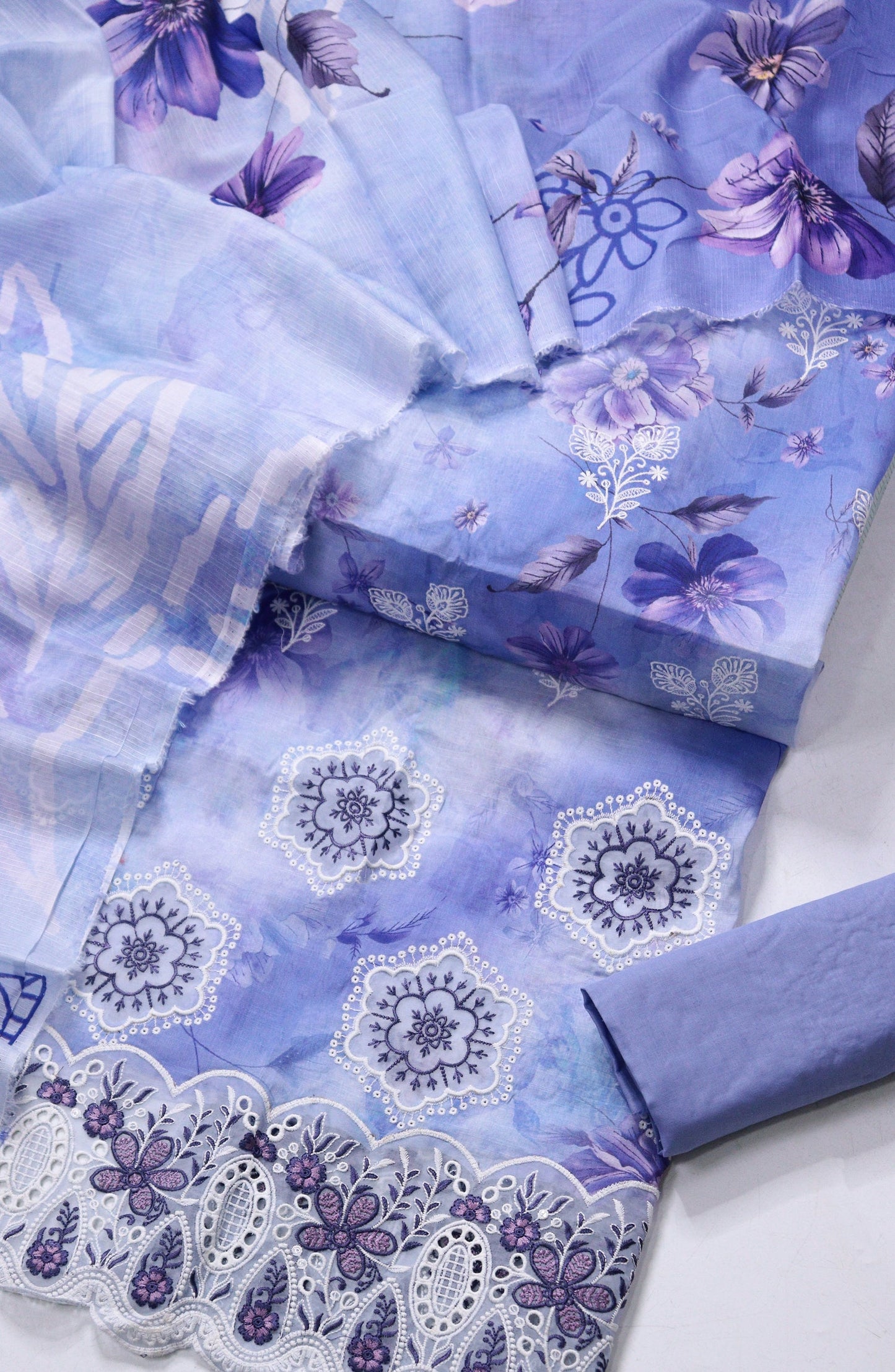 Amna Khadija Fancy Embroidered Lawn Unstitched 3 Piece Suit - EFU-06 - AM26FNC - Blue - Summer Collection