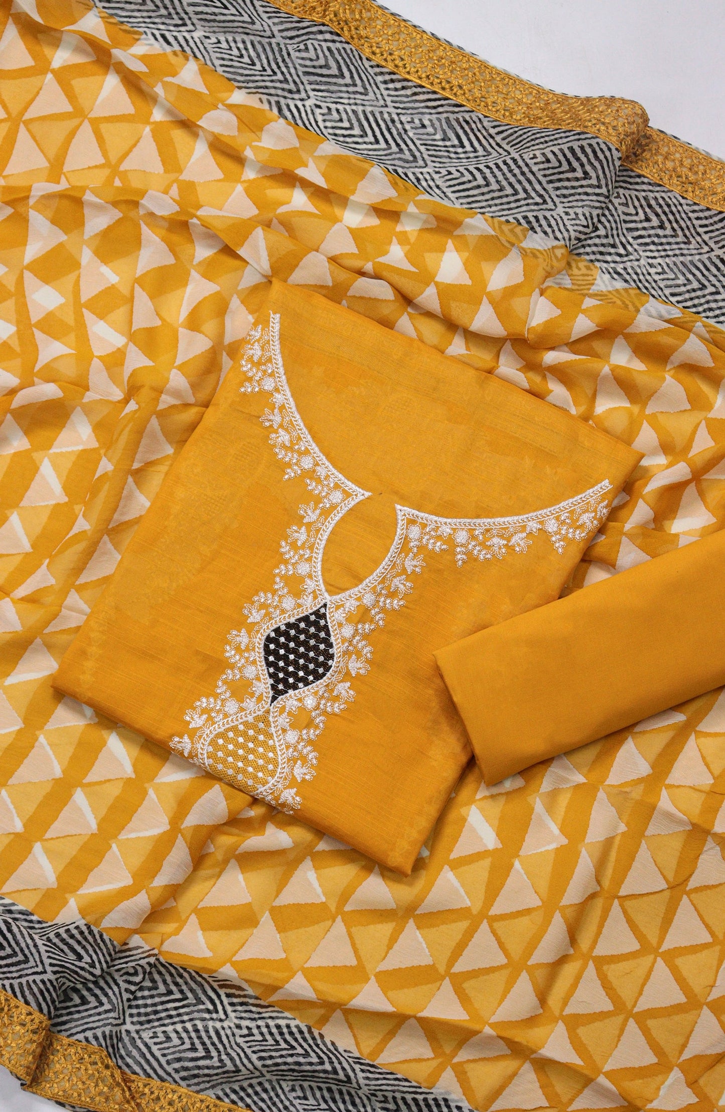 Amna Khadija Fancy Embroidered Lawn Unstitched 3 Piece Suit - D-04 - AM26FNC - Yellow - Summer Collection