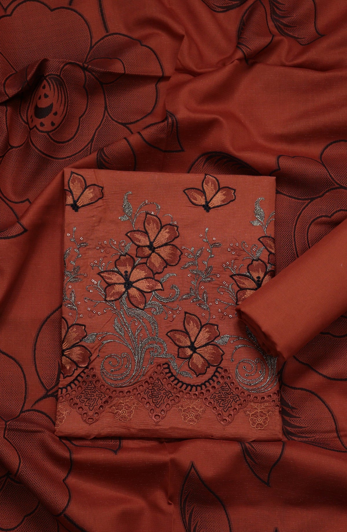 Amna Khadija Fancy Embroidered Chikankari Unstitched 3 Piece Suit - SBD-06 - AM26FNC - Red - Summer Collection