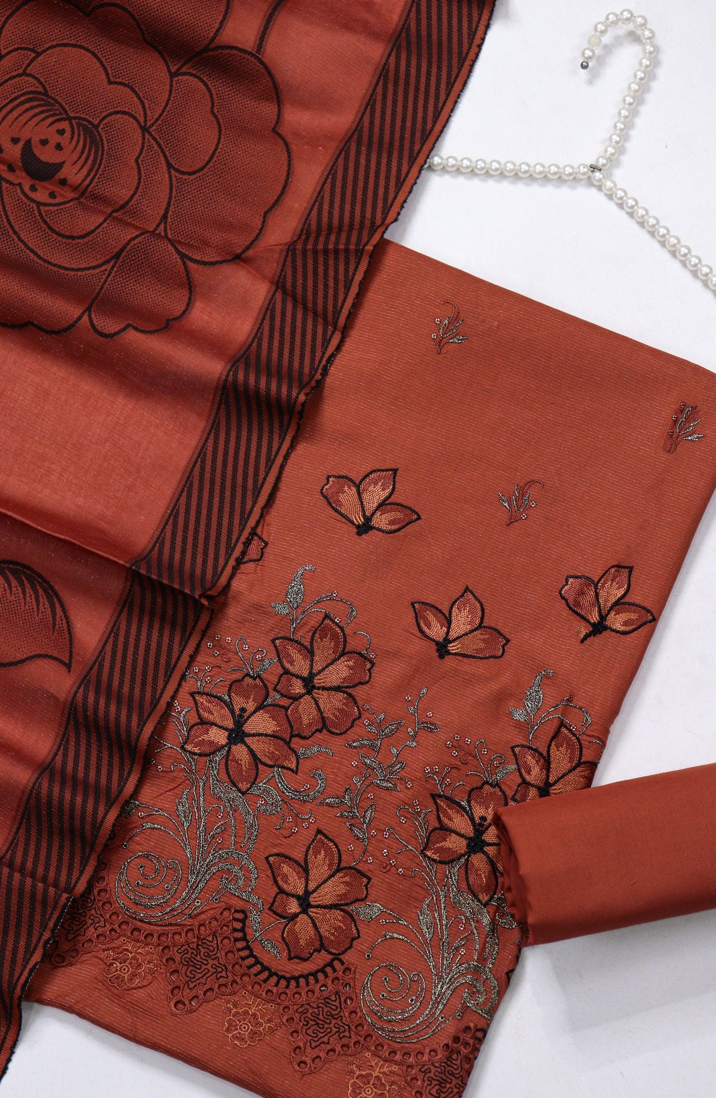 Amna Khadija Fancy Embroidered Chikankari Unstitched 3 Piece Suit - SBD-06 - AM26FNC - Red - Summer Collection