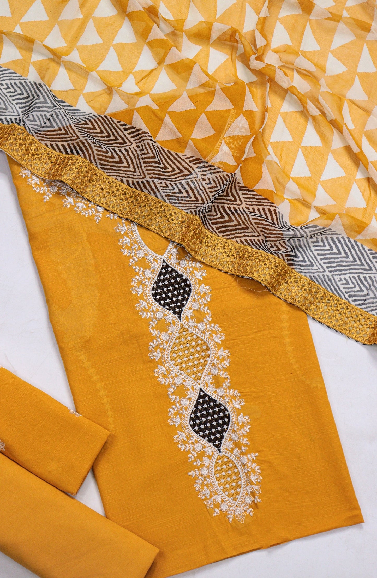 Amna Khadija Fancy Embroidered Lawn Unstitched 3 Piece Suit - D-04 - AM26FNC - Yellow - Summer Collection