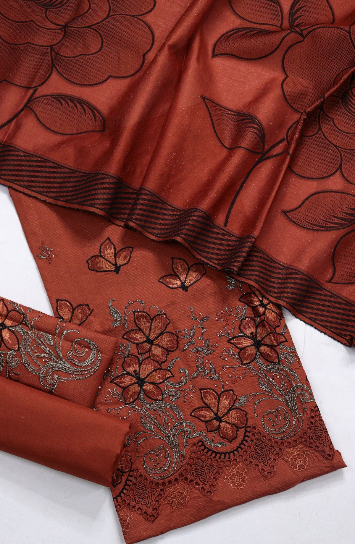 Amna Khadija Fancy Embroidered Chikankari Unstitched 3 Piece Suit - SBD-06 - AM26FNC - Red - Summer Collection