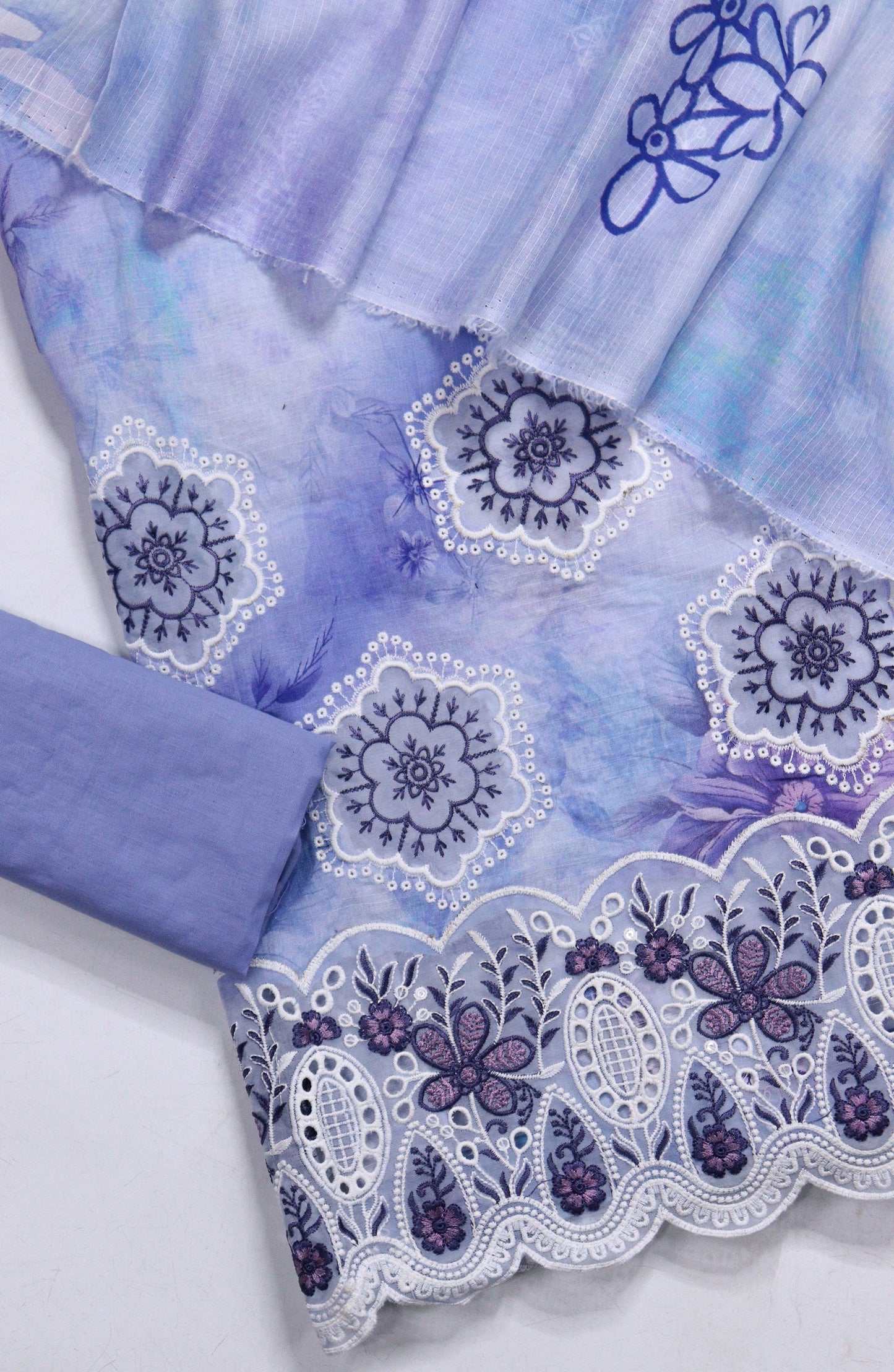 Amna Khadija Fancy Embroidered Lawn Unstitched 3 Piece Suit - EFU-06 - AM26FNC - Blue - Summer Collection