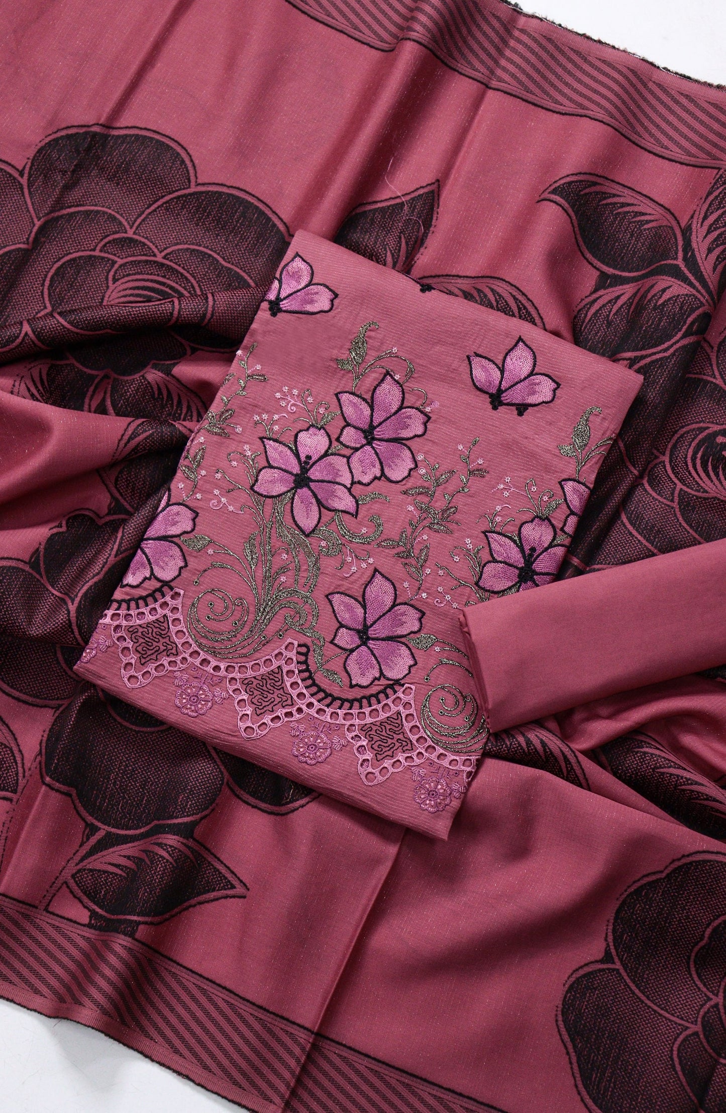 Amna Khadija Fancy Embroidered Chikankari Unstitched 3 Piece Suit - SBD-05 - AM26FNC - Pink - Summer Collection