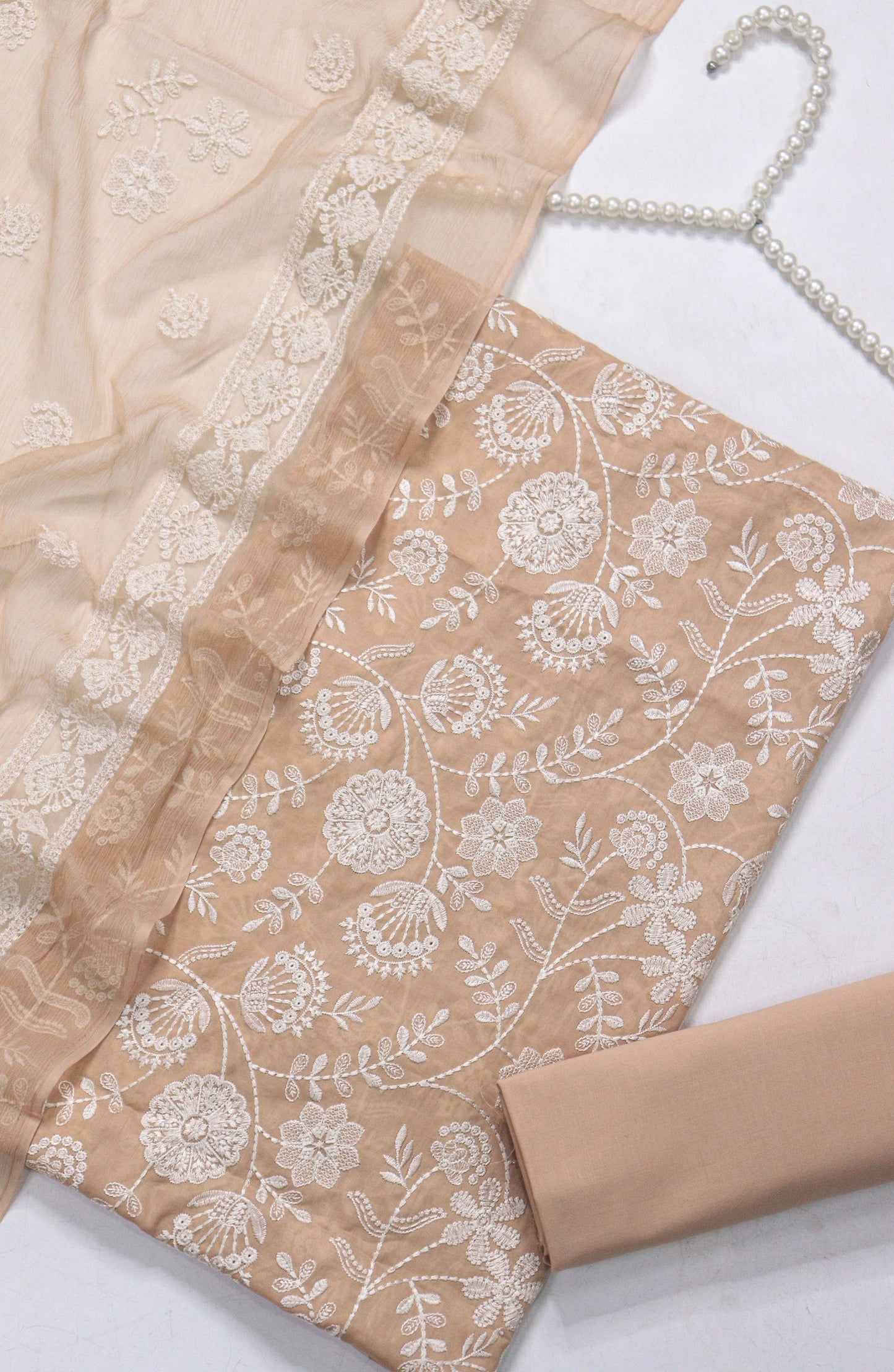 Amna Khadija Fancy Embroidered Lawn Unstitched 3 Piece Suit - JLD-04 - AM26FNC - Peach - Summer Collection