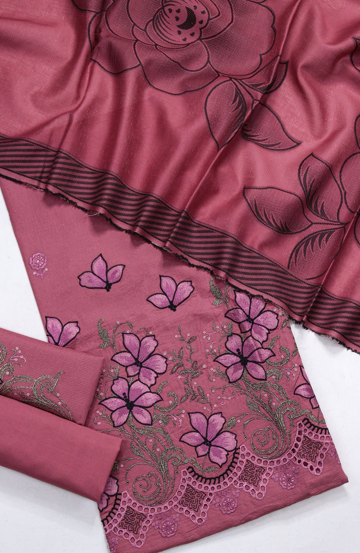 Amna Khadija Fancy Embroidered Chikankari Unstitched 3 Piece Suit - SBD-05 - AM26FNC - Pink - Summer Collection