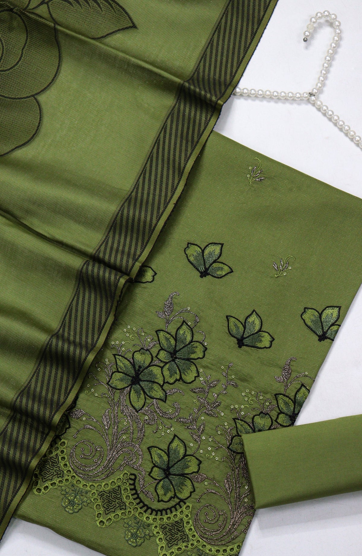 Amna Khadija Fancy Embroidered Chikankari Unstitched 3 Piece Suit - SBD-04 - AM26FNC - Green - Summer Collection