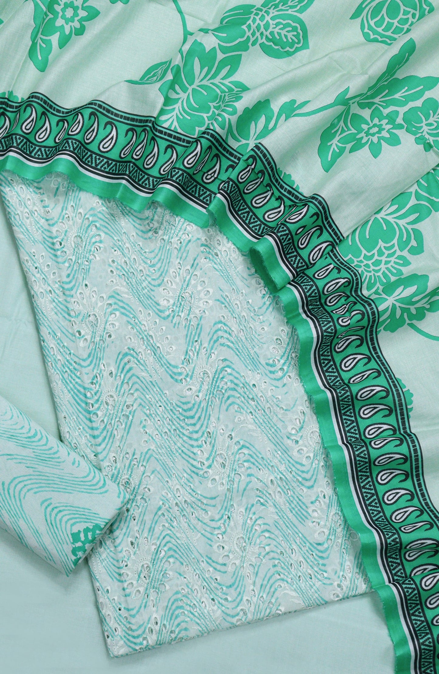 Amna Khadija Fancy Embroidered Lawn Unstitched 3 Piece Suit - D-05 - AM26FNC - Sea Green - Summer Collection