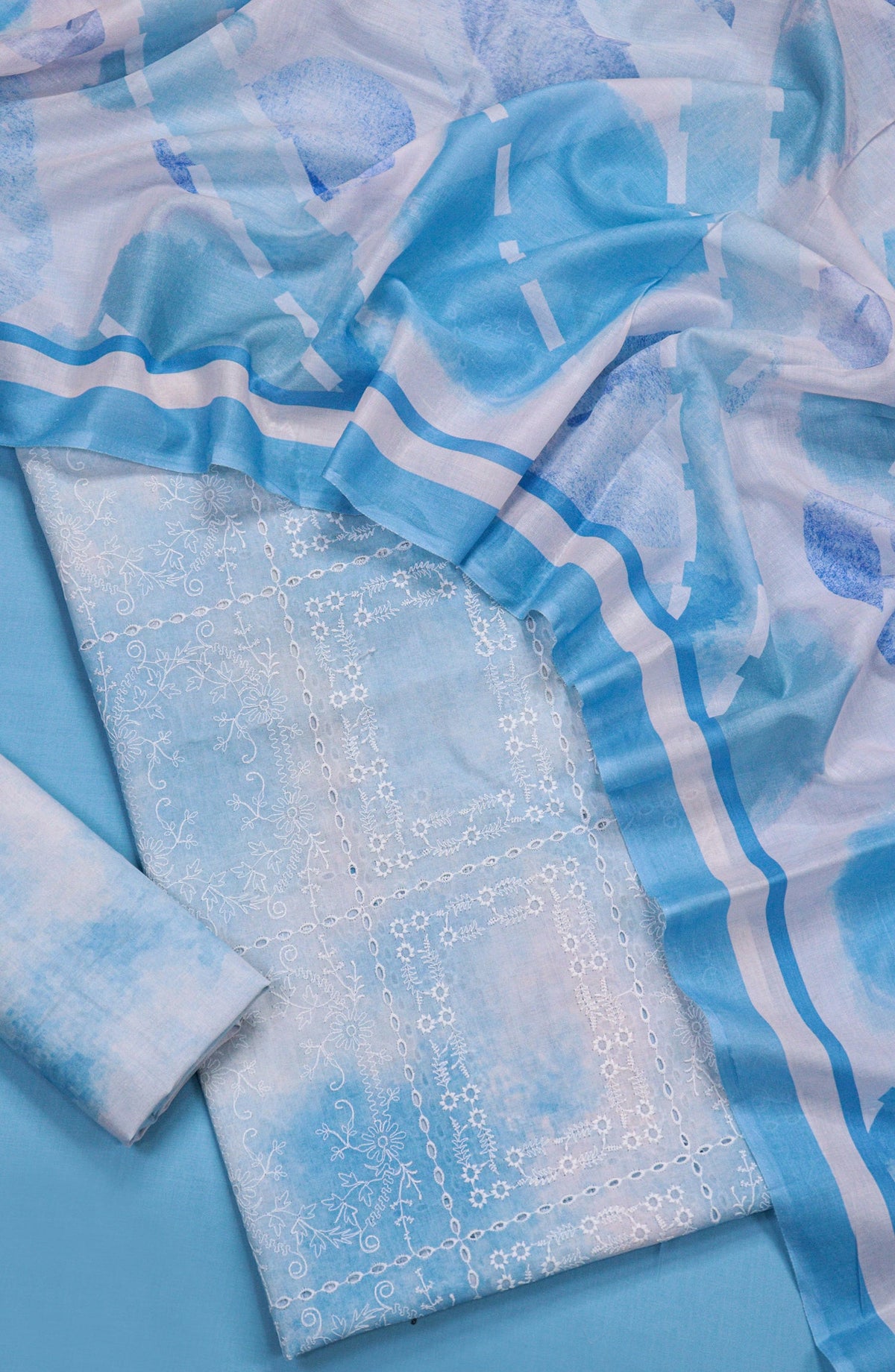 Amna Khadija Embroidered Chikankari Lawn Unstitched 3 Piece Suit - D-05 - AM26FNC - Blue - Summer Collection