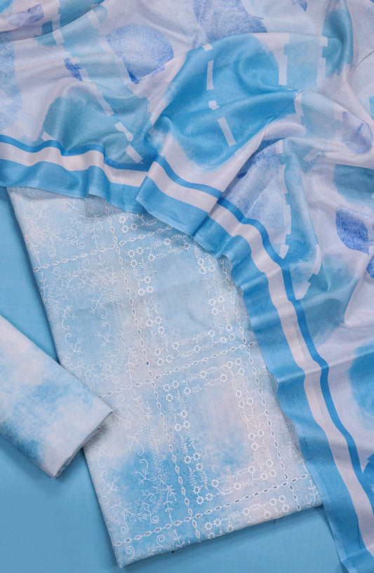 Amna Khadija Embroidered Chikankari Lawn Unstitched 3 Piece Suit - D-05 - AM26FNC - Blue - Summer Collection
